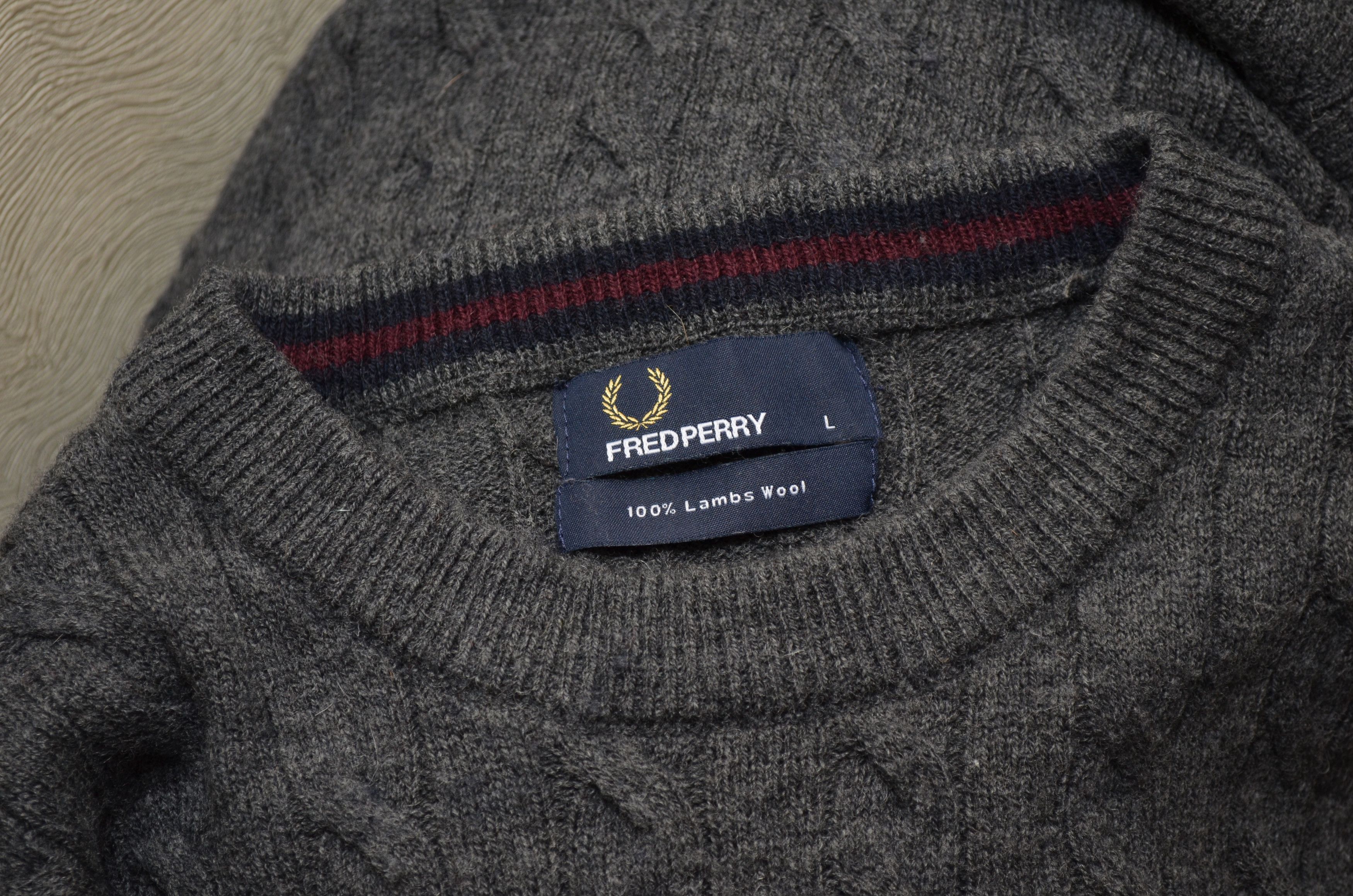 Fred Perry Fred Perry Wool Cable Knit Grey Sweater sz L RARE Size US L / EU 52-54 / 3 - 7 Thumbnail