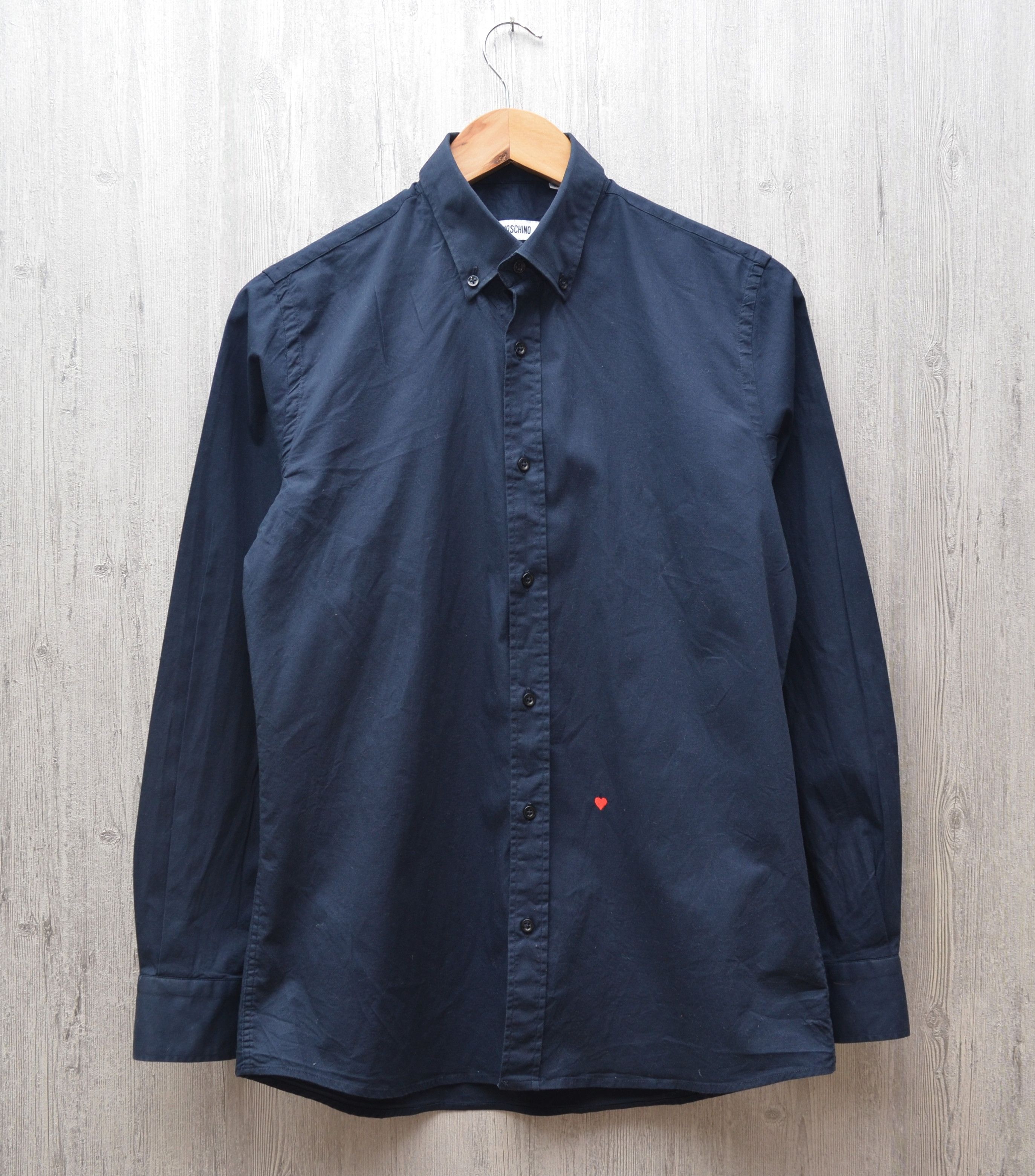 Designer × Moschino Moschino Embrioned Heart Navy Shirt fit S Size US S / EU 44-46 / 1 - 1 Thumbnail