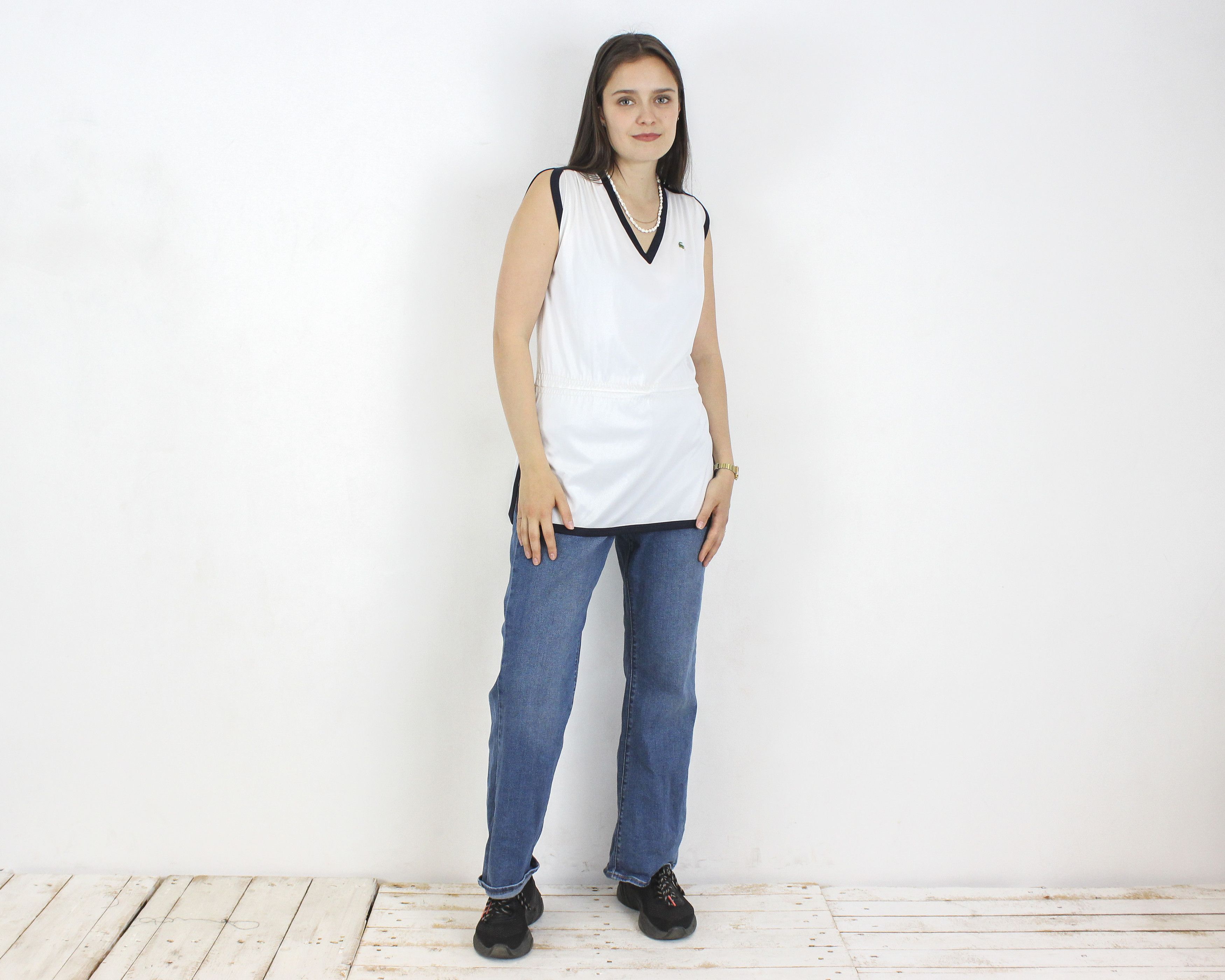 Lacoste × Vintage 80s Tennis Dress skirt M women FR 38 made in France Top Tee Size S / US 4 / IT 40 - 2 Thumbnail