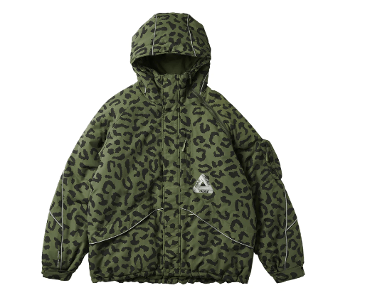 image of Palace M-Tech Hooded Jacket Olive Cheetah, Men's (Size Medium)