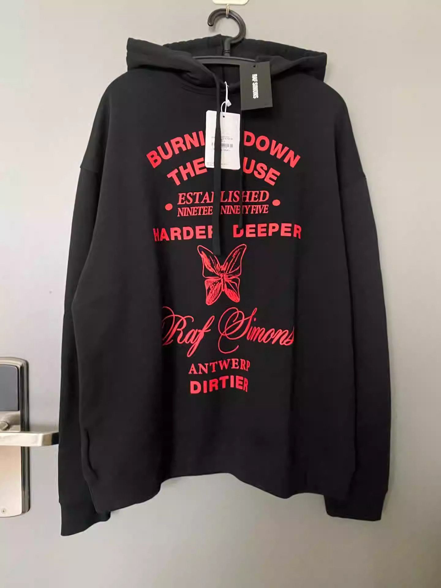 Raf simons 2019AW blue velvet season slogan hoodie
