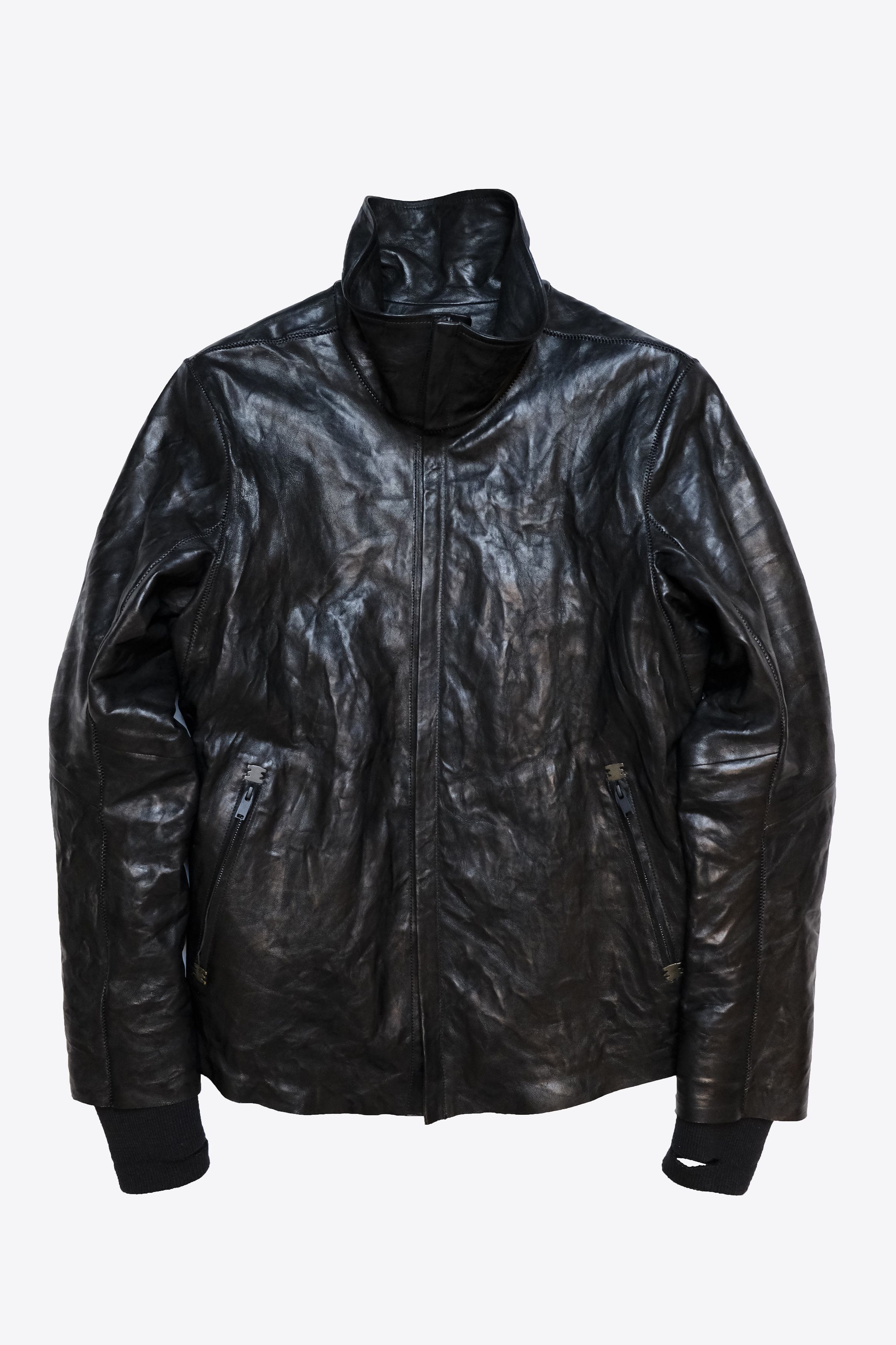 image of Isaac Sellam Experience Isaac Sellam Prosthetic Overlock Stitch Leather Jacket in Black (Size Large