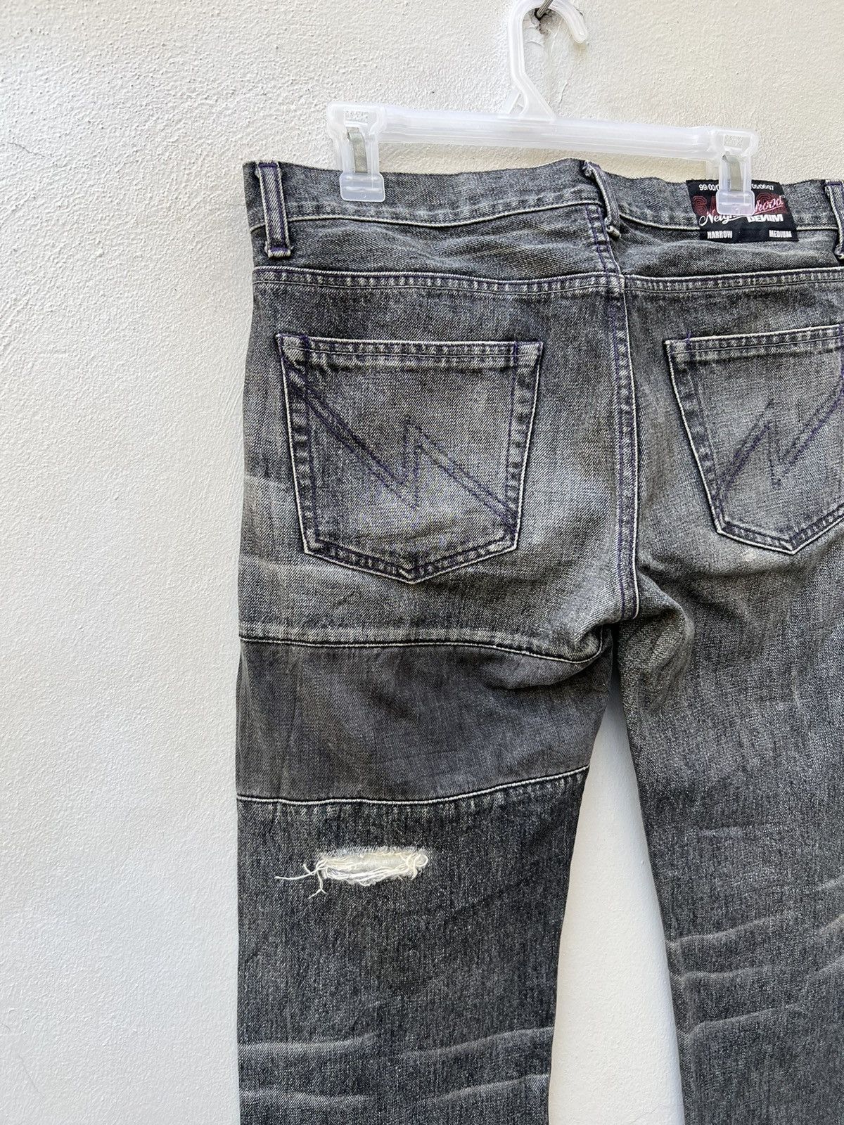 Japanese Brand 2003 Neighborhood Savage Rips Patchwork Denim Selvedge Jeans Size US 31 - 14 Thumbnail