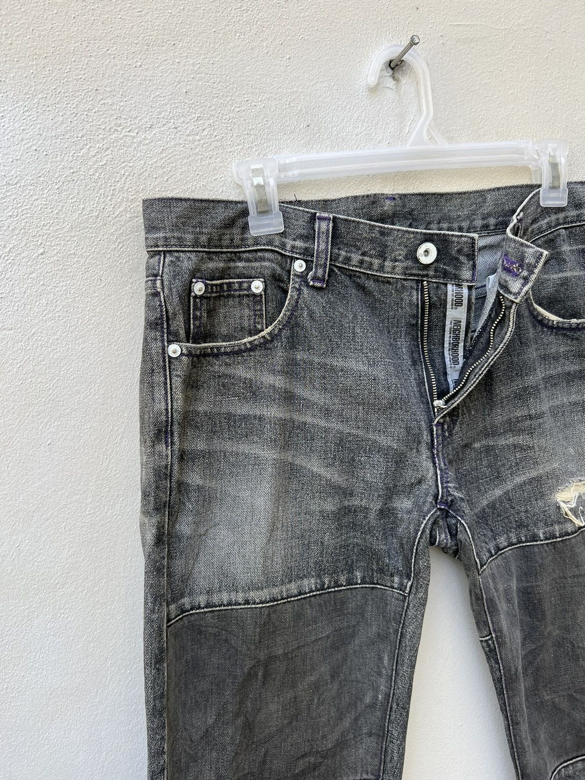 Japanese Brand 2003 Neighborhood Savage Rips Patchwork Denim Selvedge Jeans Size US 31 - 6 Thumbnail