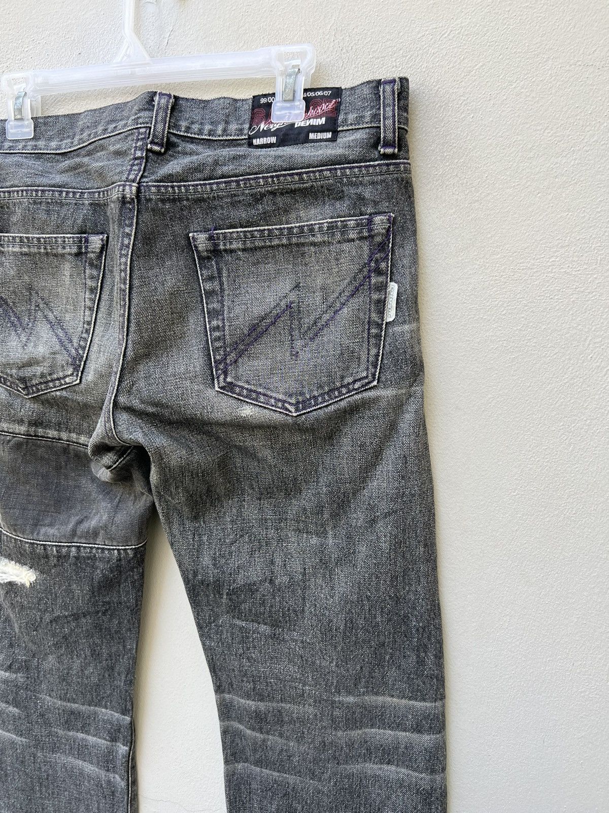 Japanese Brand 2003 Neighborhood Savage Rips Patchwork Denim Selvedge Jeans Size US 31 - 17 Thumbnail