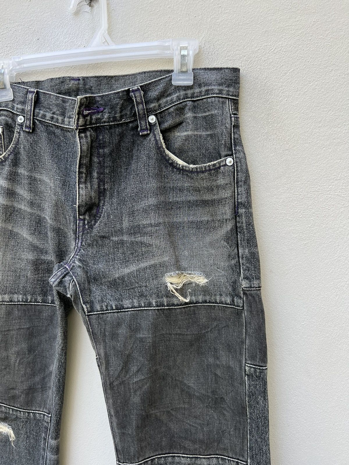 Japanese Brand 2003 Neighborhood Savage Rips Patchwork Denim Selvedge Jeans Size US 31 - 9 Thumbnail