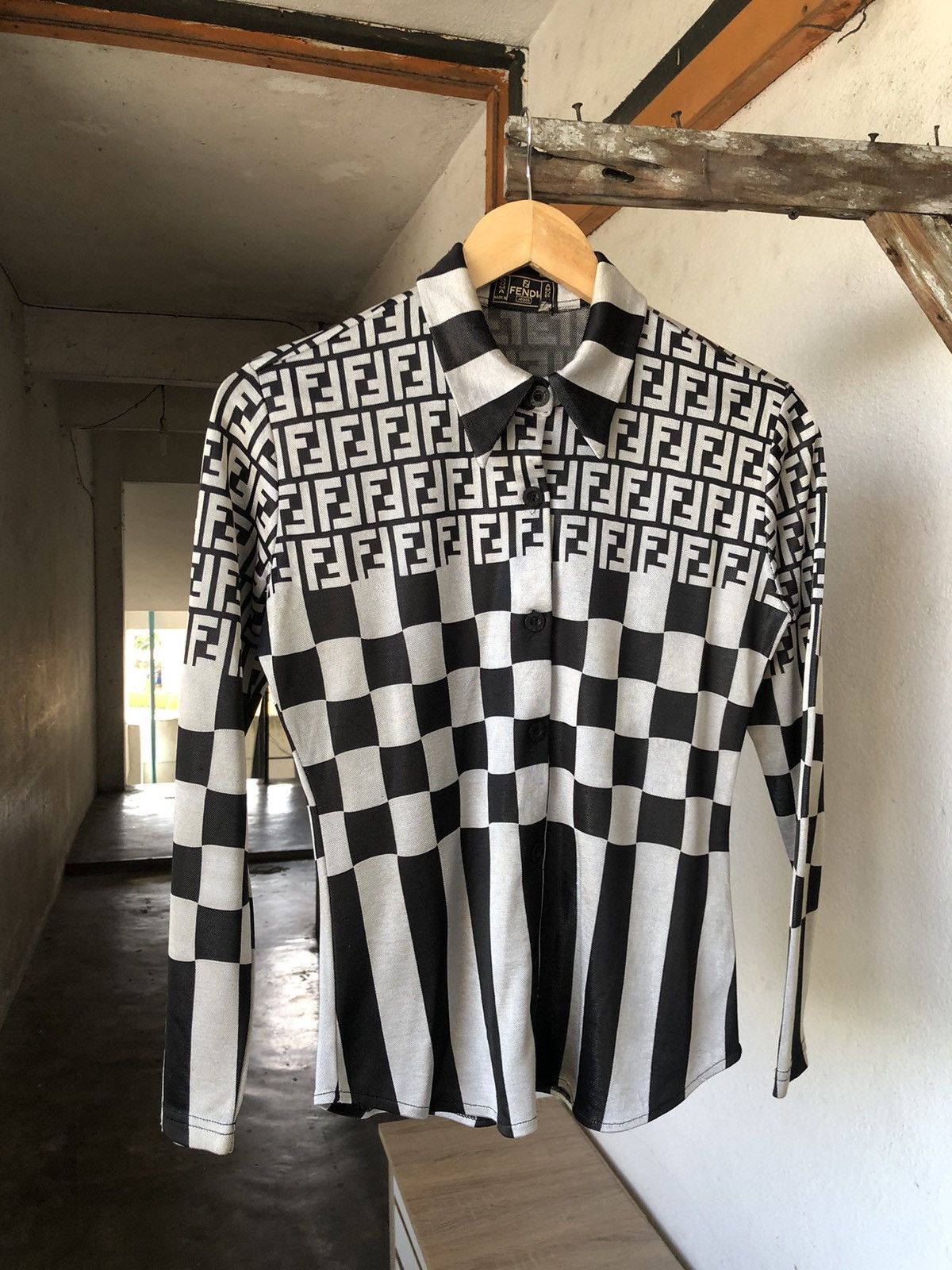Vintage Fendi Zucca Monogram Polo Shirt