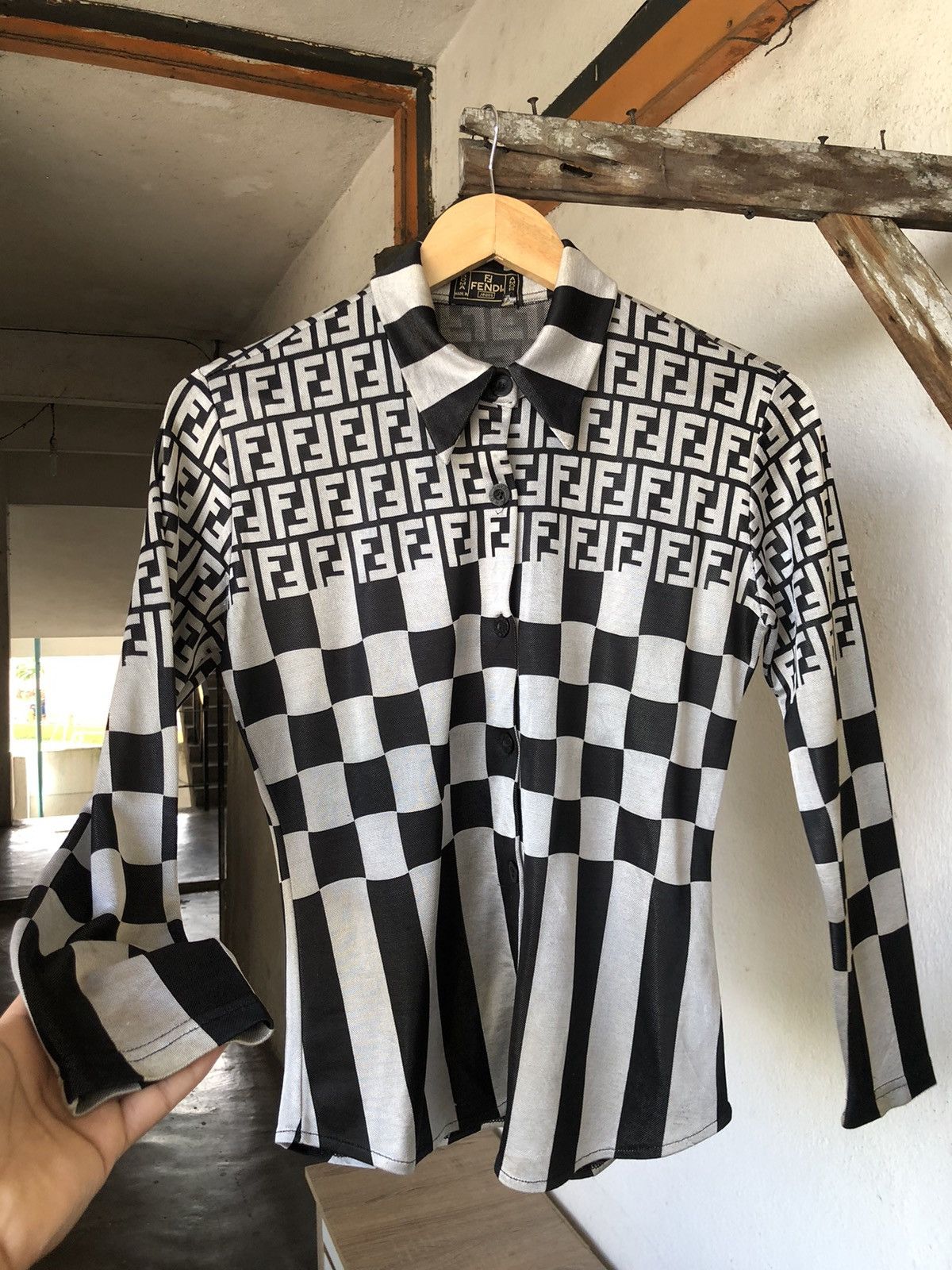 Vintage Fendi Zucca Monogram Polo Shirt