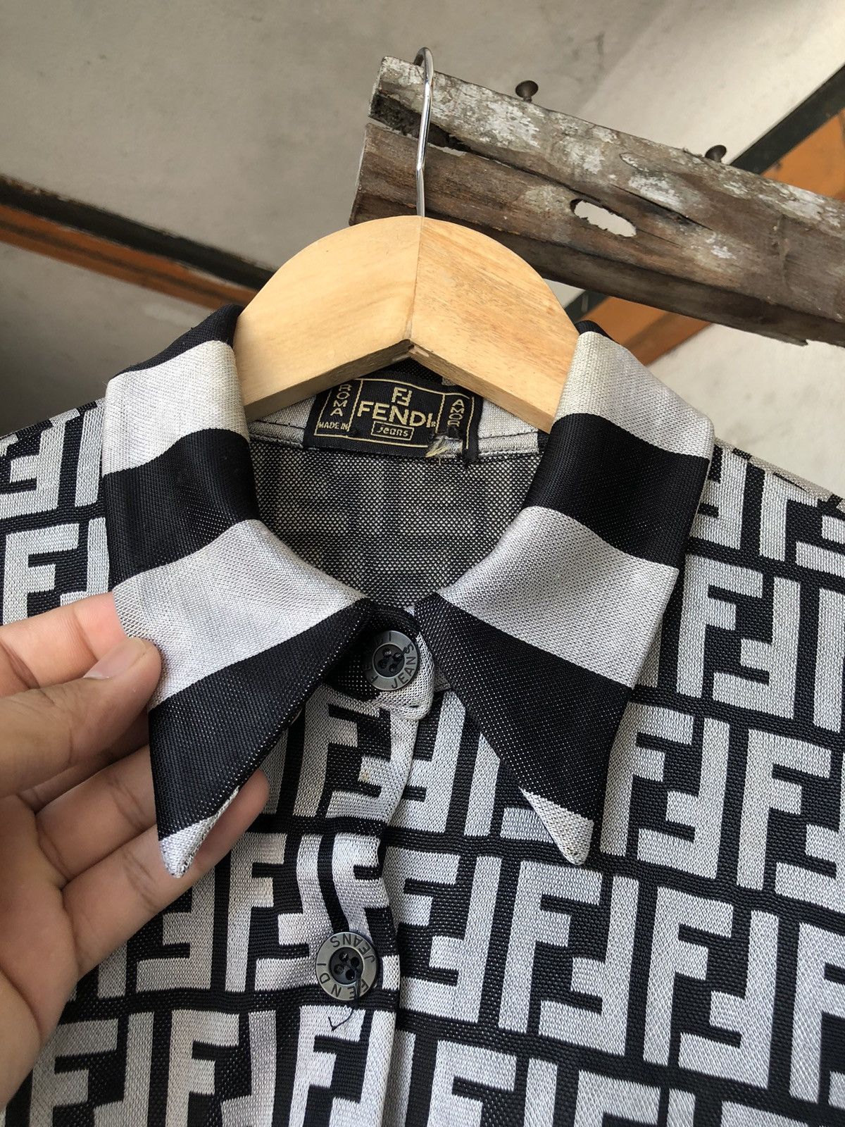 Vintage Fendi Zucca Monogram Polo Shirt