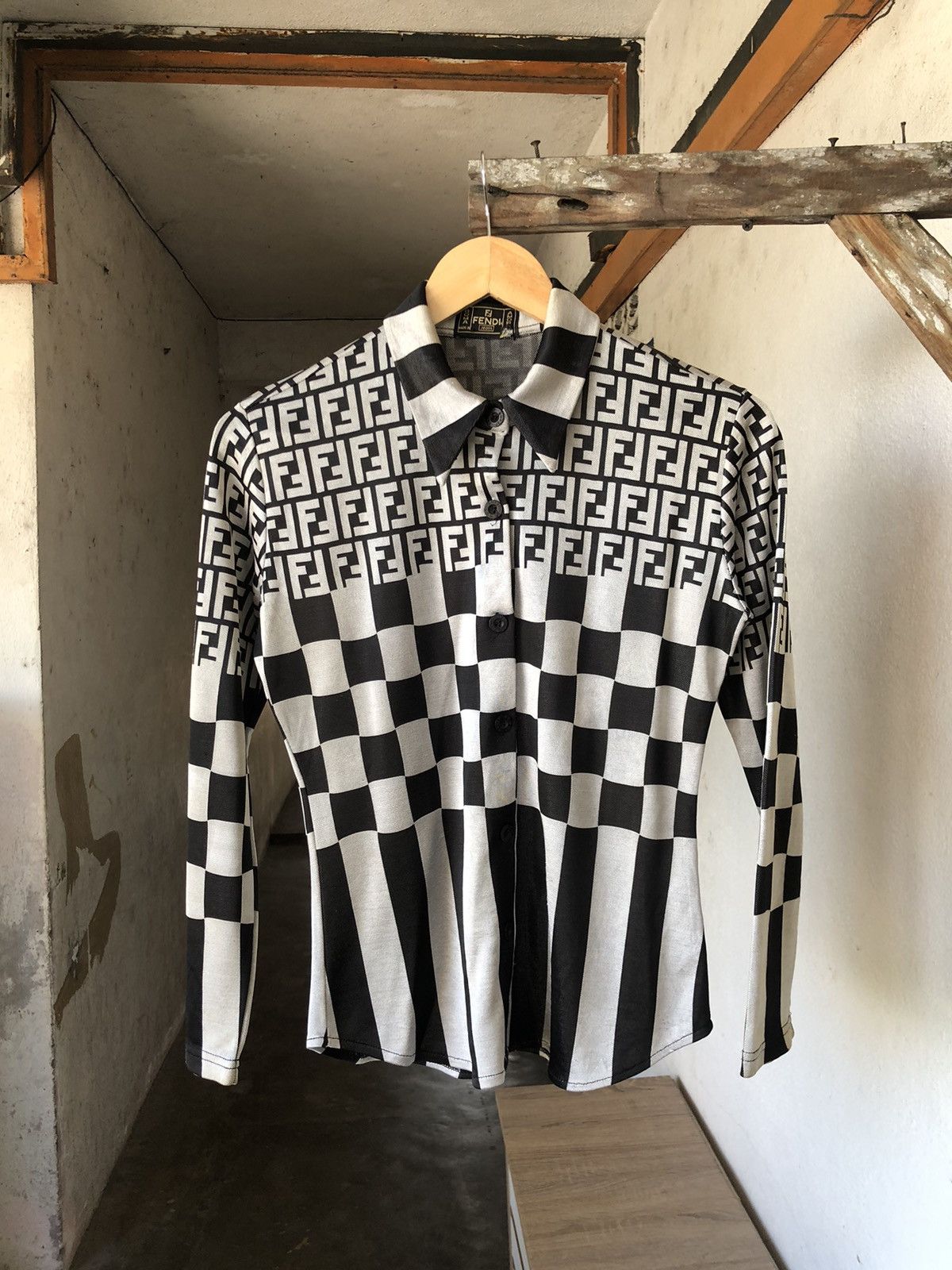 Vintage Fendi Zucca Monogram Polo Shirt