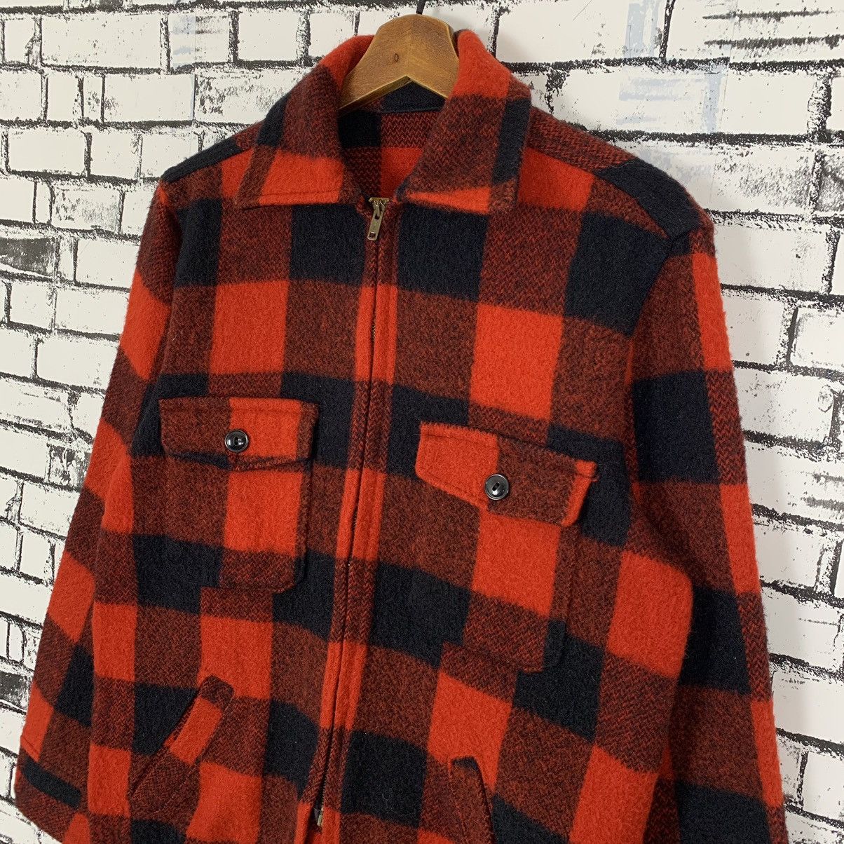 Vintage 60/70S VINTAGE RED CHECKED FLANEL ZIP SHIRT WOOL Size US M / EU 48-50 / 2 - 5 Thumbnail