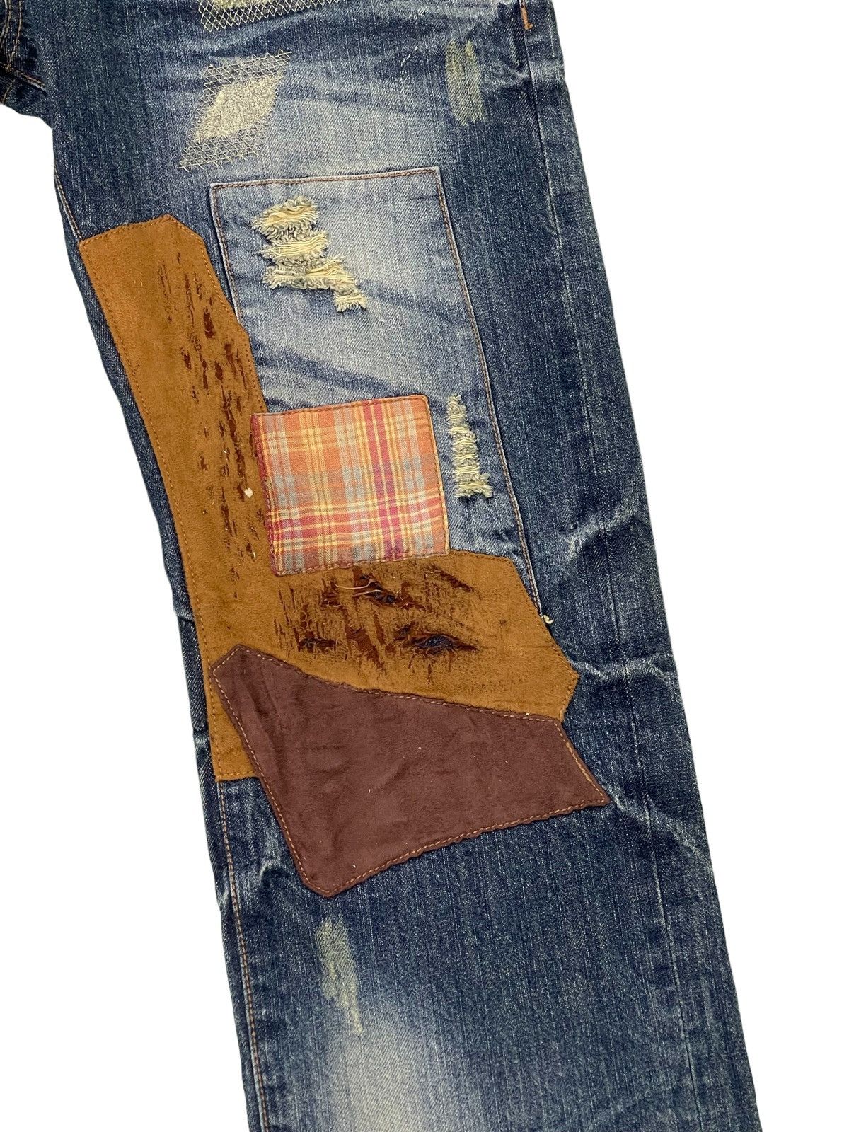 Japanese Brand Patchwork Damage Boro Jeans Urban Craft Regular 1🟦8 Size US 34 / EU 50 - 6 Thumbnail