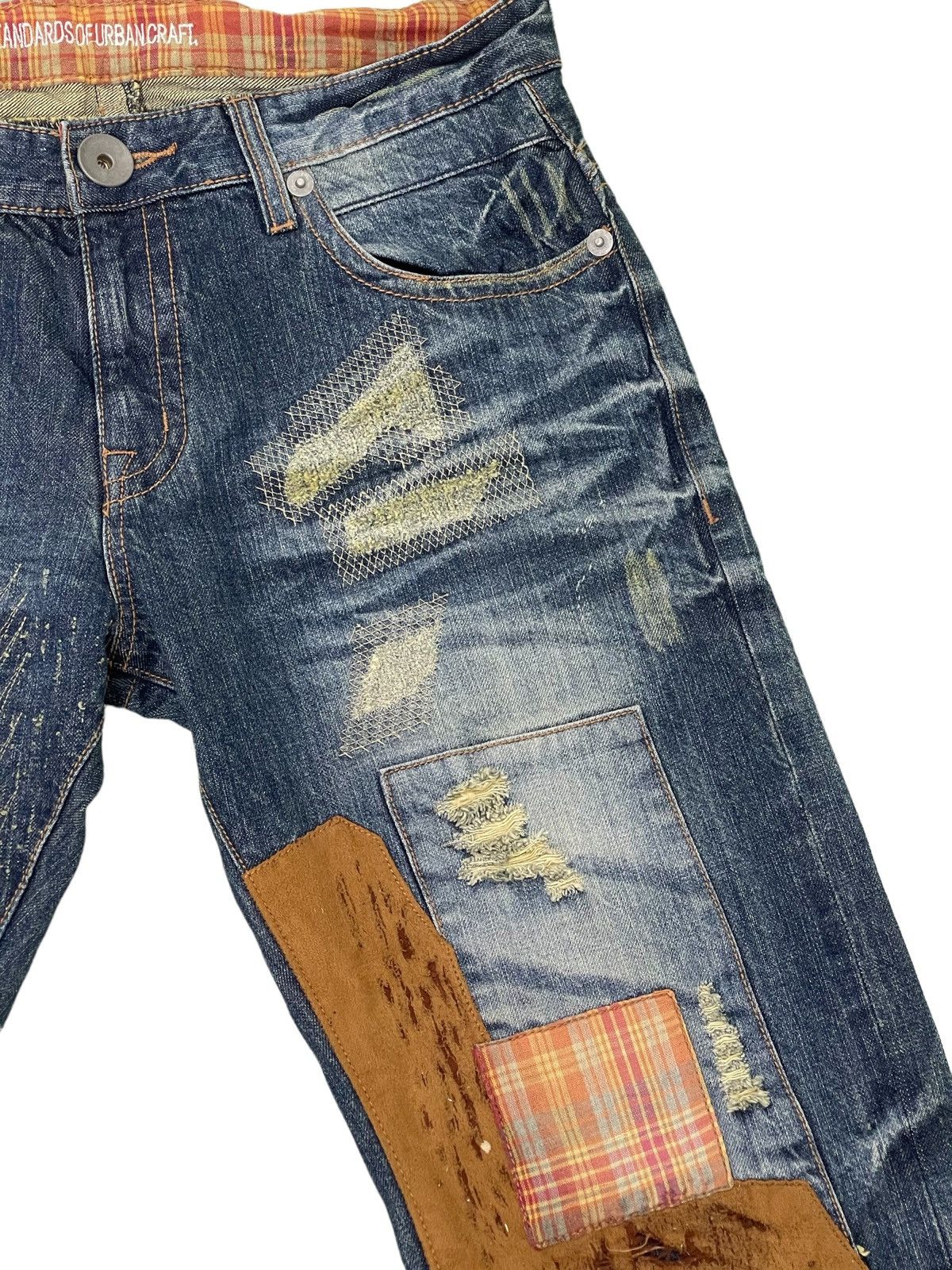 Japanese Brand Patchwork Damage Boro Jeans Urban Craft Regular 1🟦8 Size US 34 / EU 50 - 9 Thumbnail