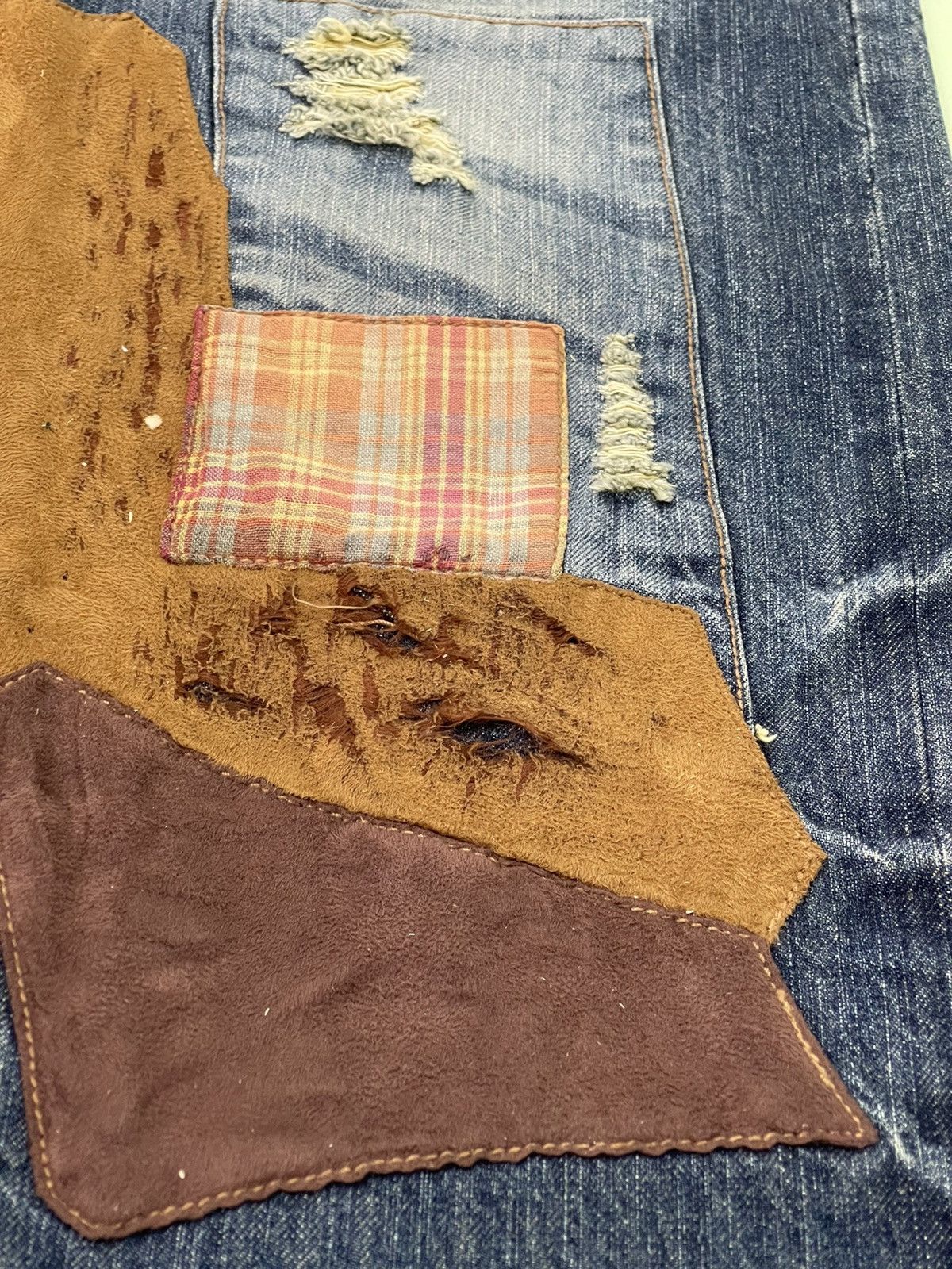 Japanese Brand Patchwork Damage Boro Jeans Urban Craft Regular 1🟦8 Size US 34 / EU 50 - 22 Thumbnail
