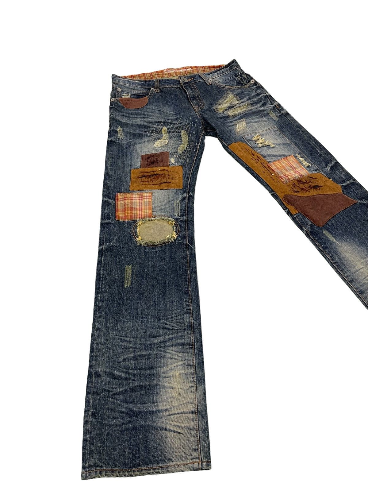 Japanese Brand Patchwork Damage Boro Jeans Urban Craft Regular 1🟦8 Size US 34 / EU 50 - 2 Thumbnail