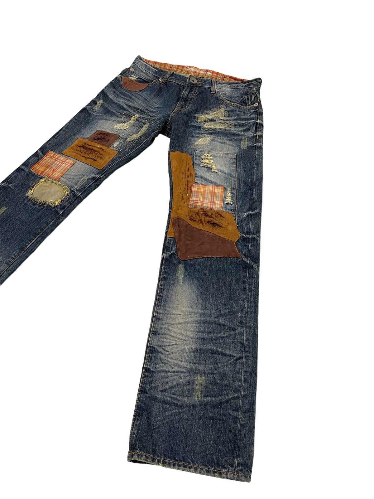 Japanese Brand Patchwork Damage Boro Jeans Urban Craft Regular 1🟦8 Size US 34 / EU 50 - 3 Thumbnail