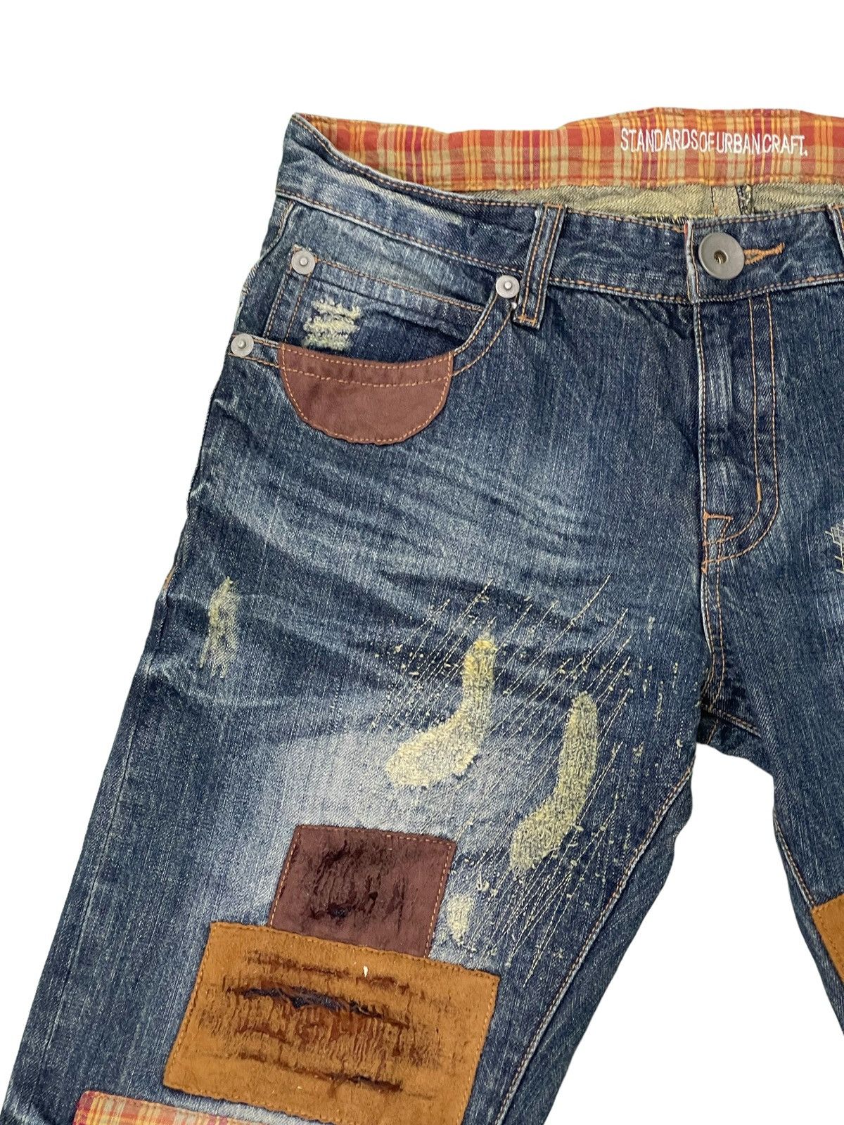 Japanese Brand Patchwork Damage Boro Jeans Urban Craft Regular 1🟦8 Size US 34 / EU 50 - 8 Thumbnail