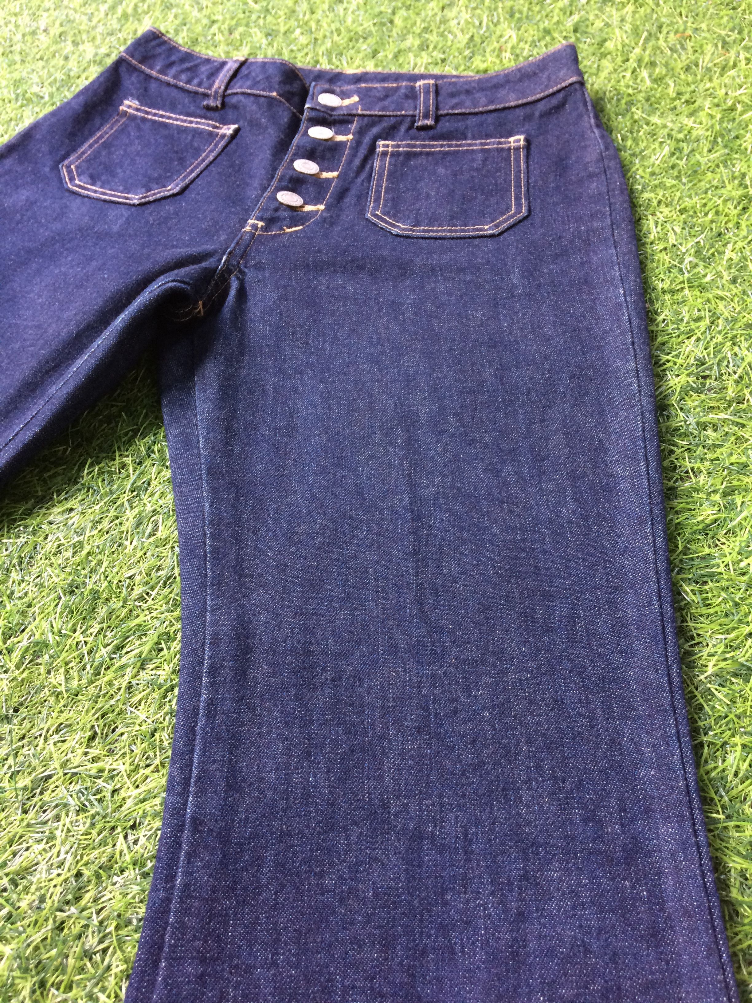 Japanese Brand Super Flare Japan Sailor Dark Blue Denim Jeans #B-528 Size 25" / US 0 / IT 36 - 5 Thumbnail