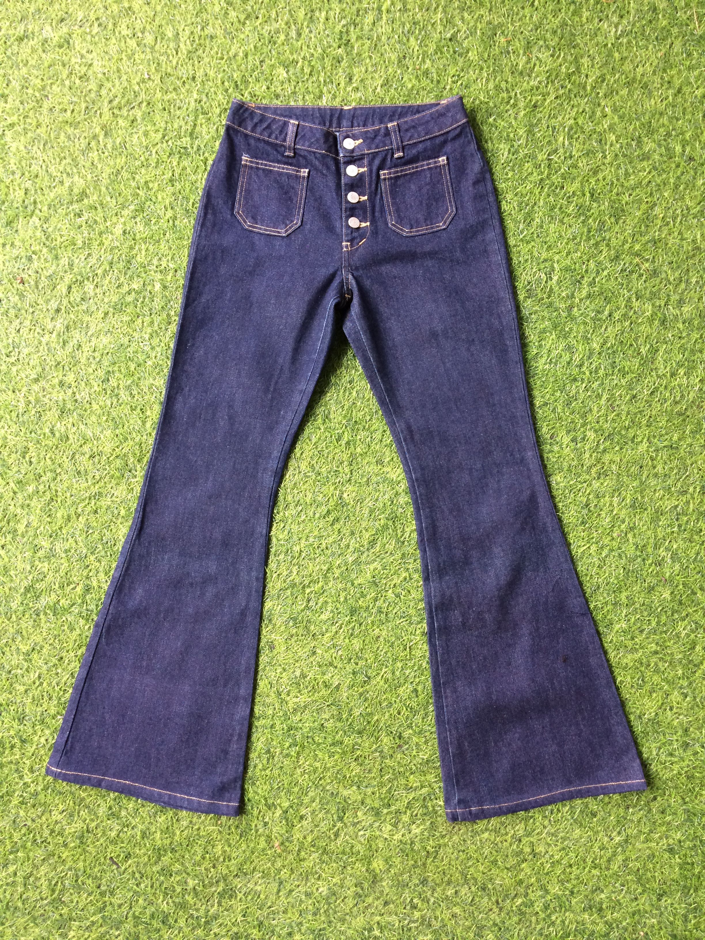 Japanese Brand Super Flare Japan Sailor Dark Blue Denim Jeans #B-528 Size 25" / US 0 / IT 36 - 1 Thumbnail