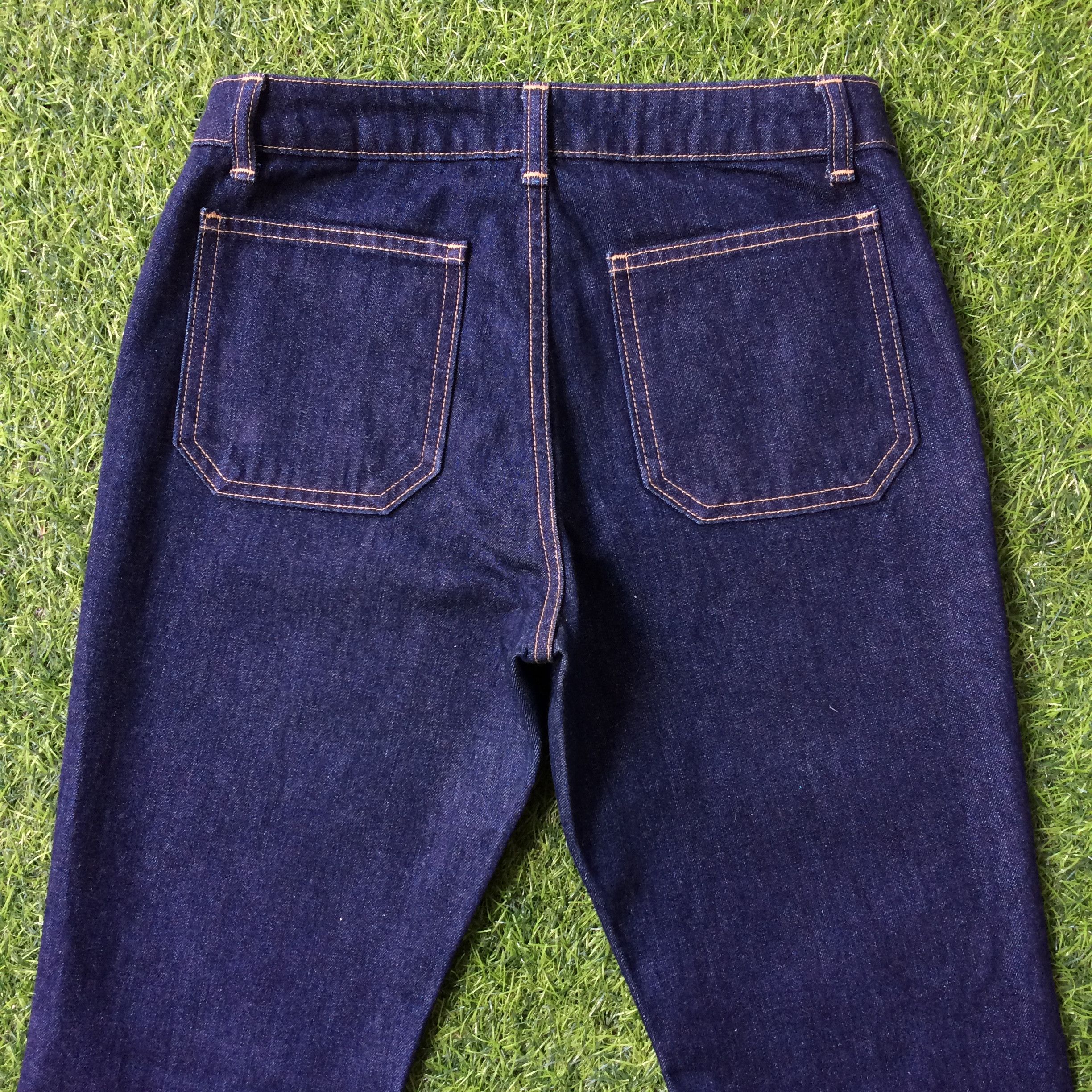 Japanese Brand Super Flare Japan Sailor Dark Blue Denim Jeans #B-528 Size 25" / US 0 / IT 36 - 4 Thumbnail