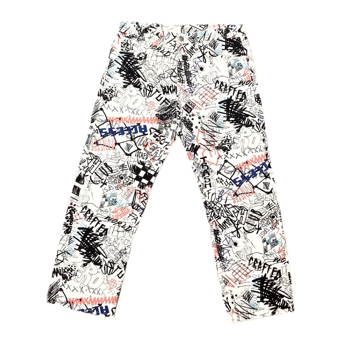 New Maison Margiela White Graffiti Straight Leg Jeans Sz 32