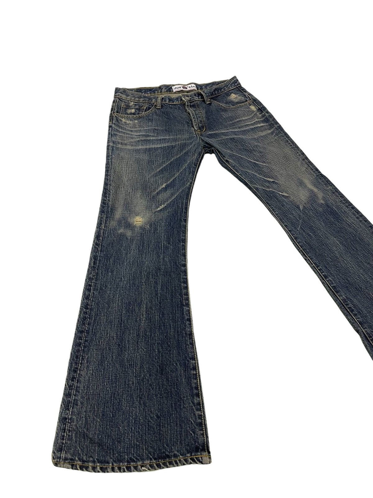 image of Hype Flare Jeans Justin OG Denim Distressed Boot Cut 18 in Blue, Men's (Size 33)