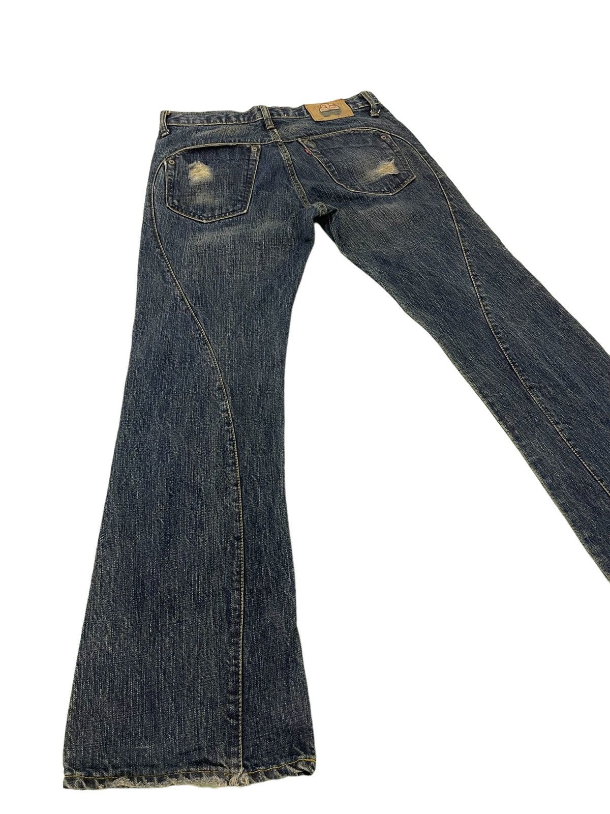 Japanese Brand Flare Jeans Justin OG Denim Distressed Boot Cut 1🟦8 Size US 33 - 14 Thumbnail