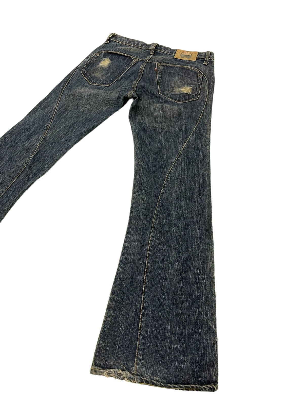 Japanese Brand Flare Jeans Justin OG Denim Distressed Boot Cut 1🟦8 Size US 33 - 15 Thumbnail