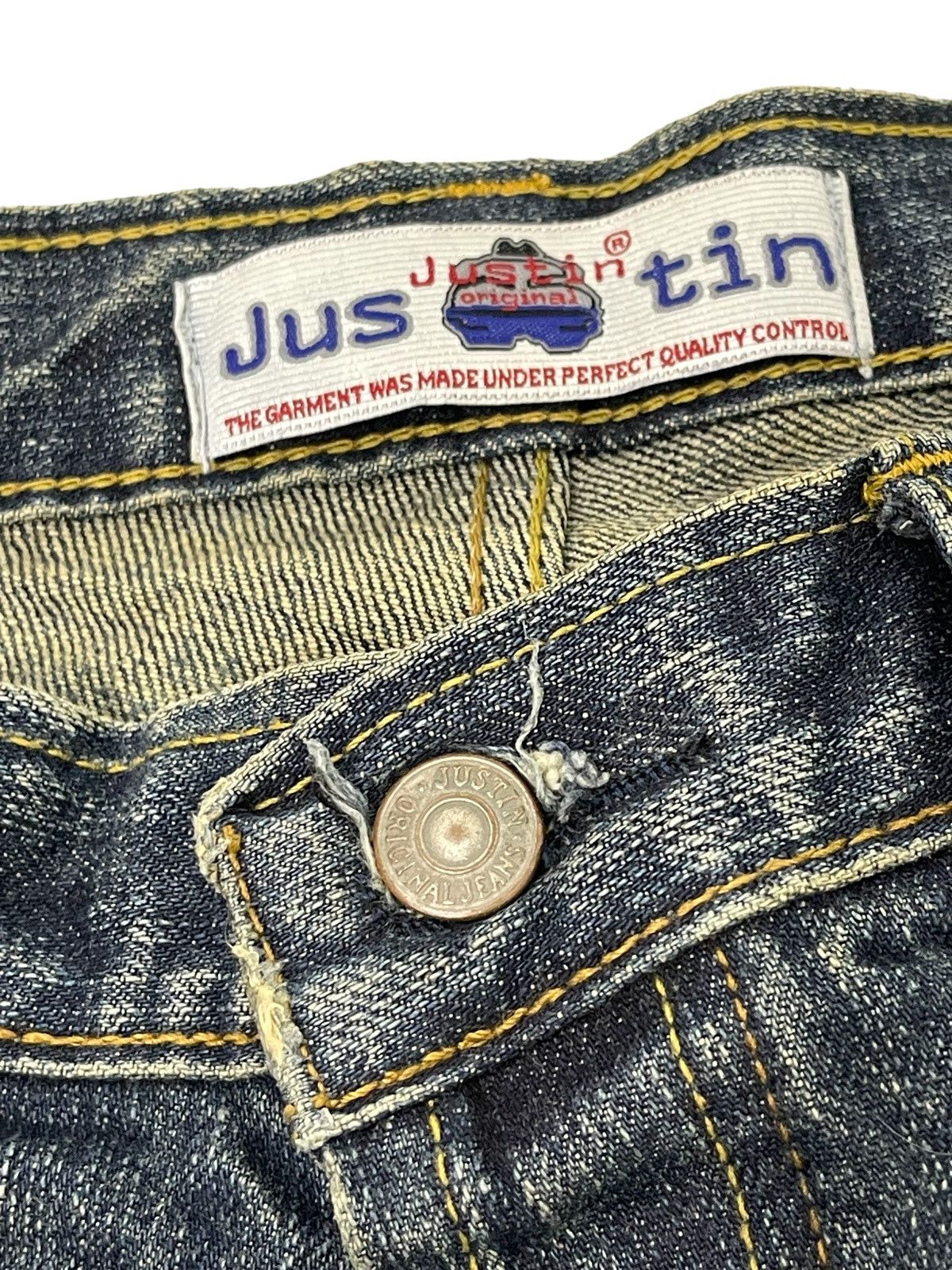 Japanese Brand Flare Jeans Justin OG Denim Distressed Boot Cut 1🟦8 Size US 33 - 11 Thumbnail