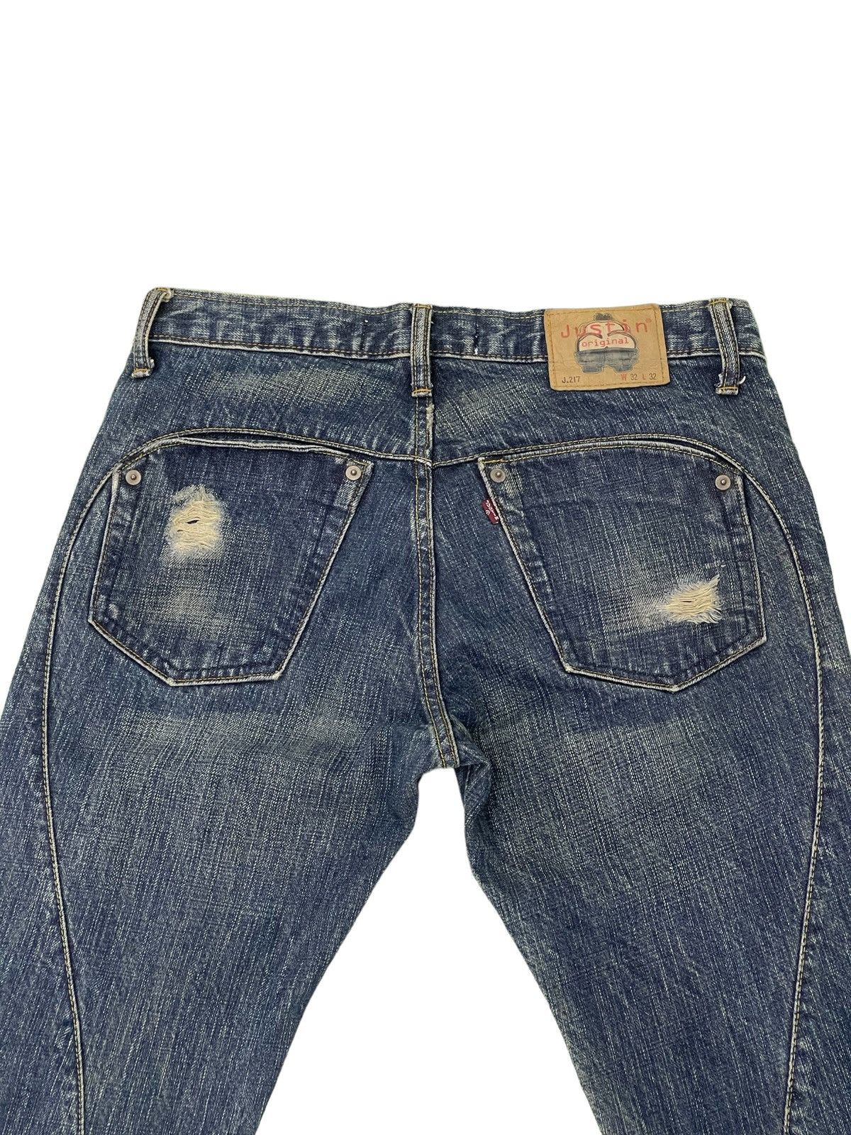 Japanese Brand Flare Jeans Justin OG Denim Distressed Boot Cut 1🟦8 Size US 33 - 20 Thumbnail