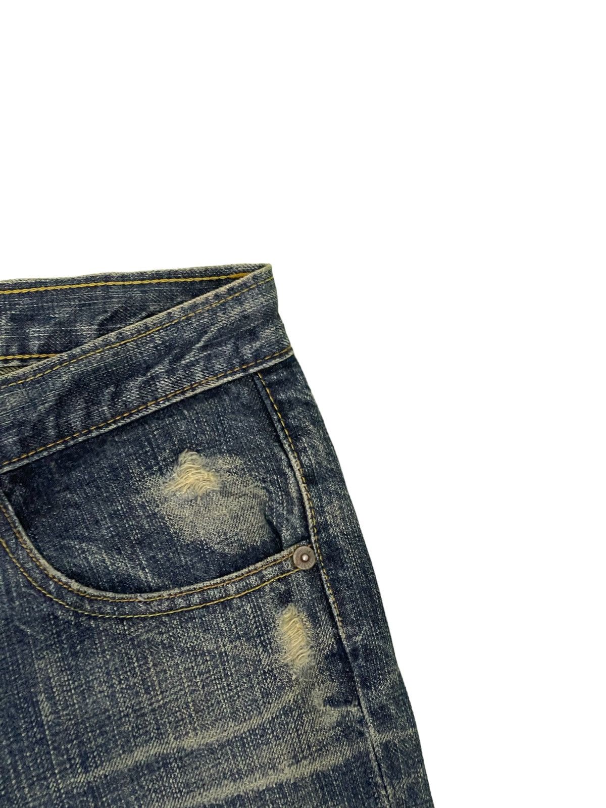 Japanese Brand Flare Jeans Justin OG Denim Distressed Boot Cut 1🟦8 Size US 33 - 9 Thumbnail