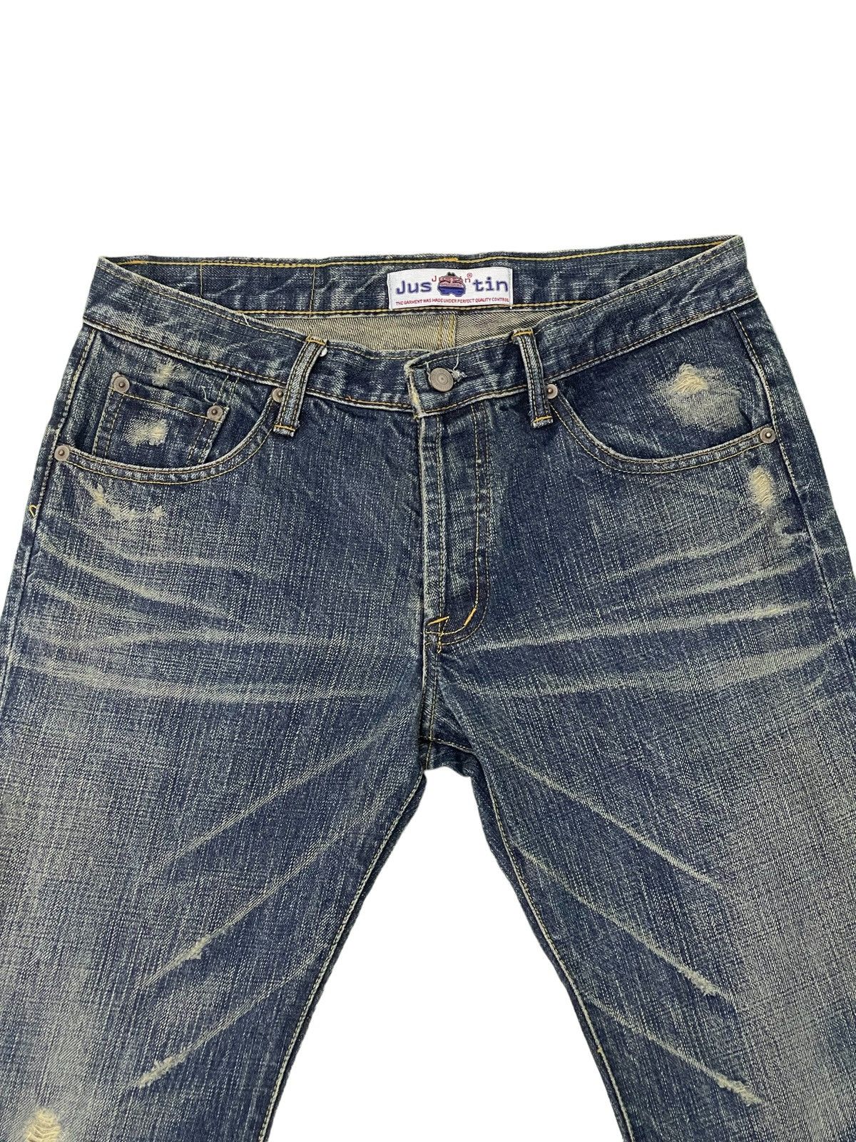 Japanese Brand Flare Jeans Justin OG Denim Distressed Boot Cut 1🟦8 Size US 33 - 8 Thumbnail