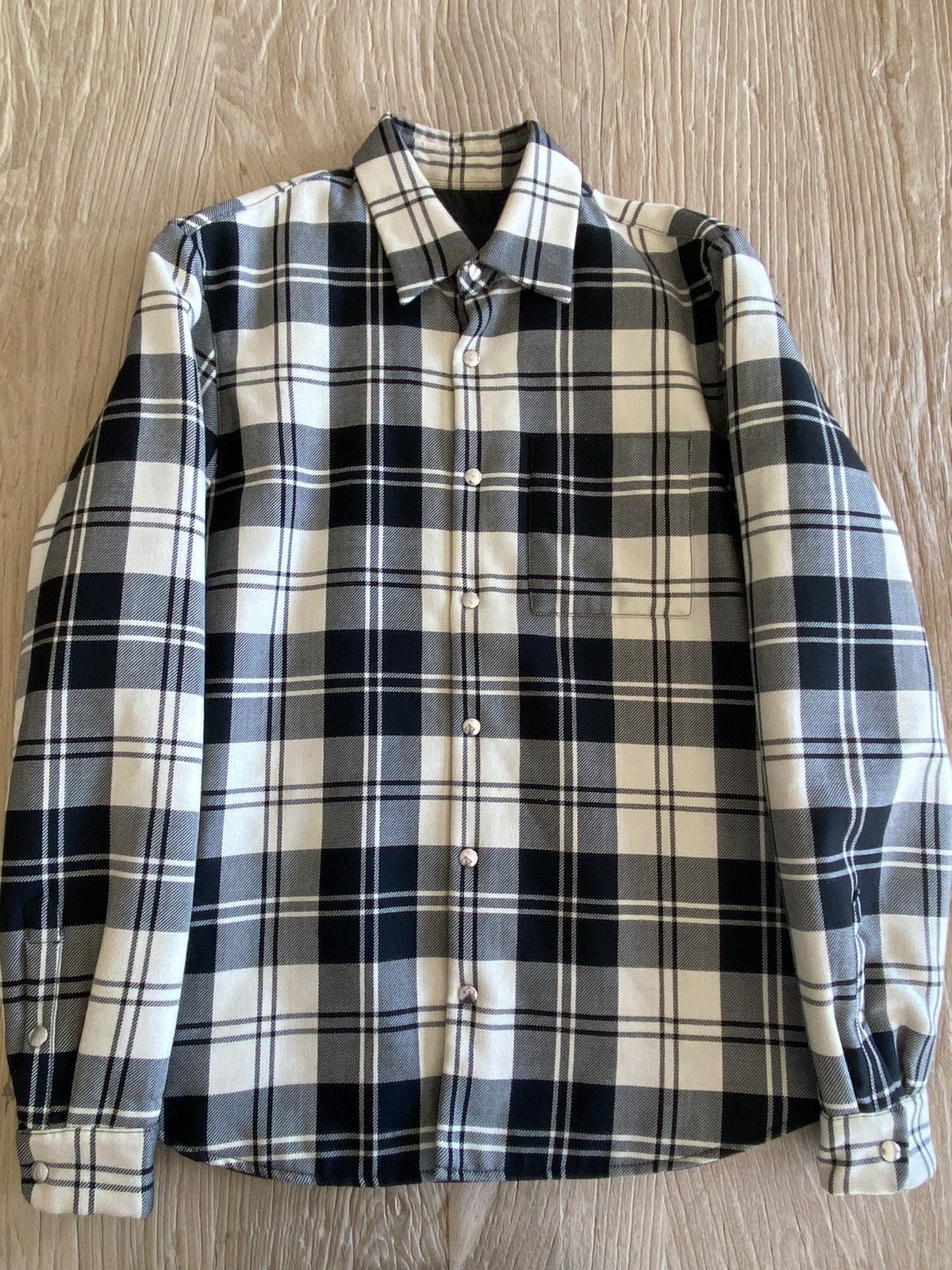 image of Prada Fw16 Plaid Padded Light Overshirt, Men's (Size Small)