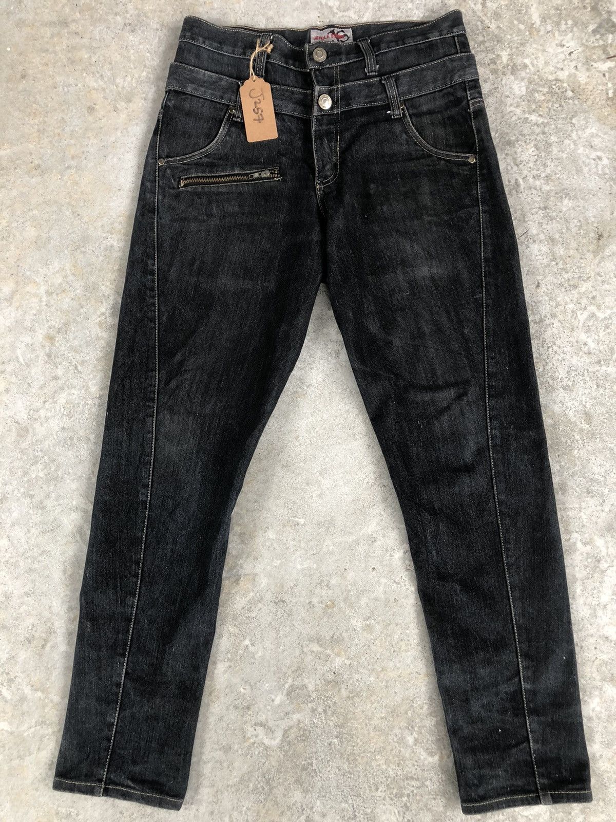 Japanese Brand Japanese Jungle Storm Double Waist Distressed Jeans Size US 33 - 1 Thumbnail