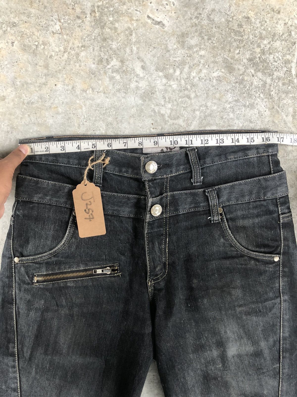 Japanese Brand Japanese Jungle Storm Double Waist Distressed Jeans Size US 33 - 16 Thumbnail