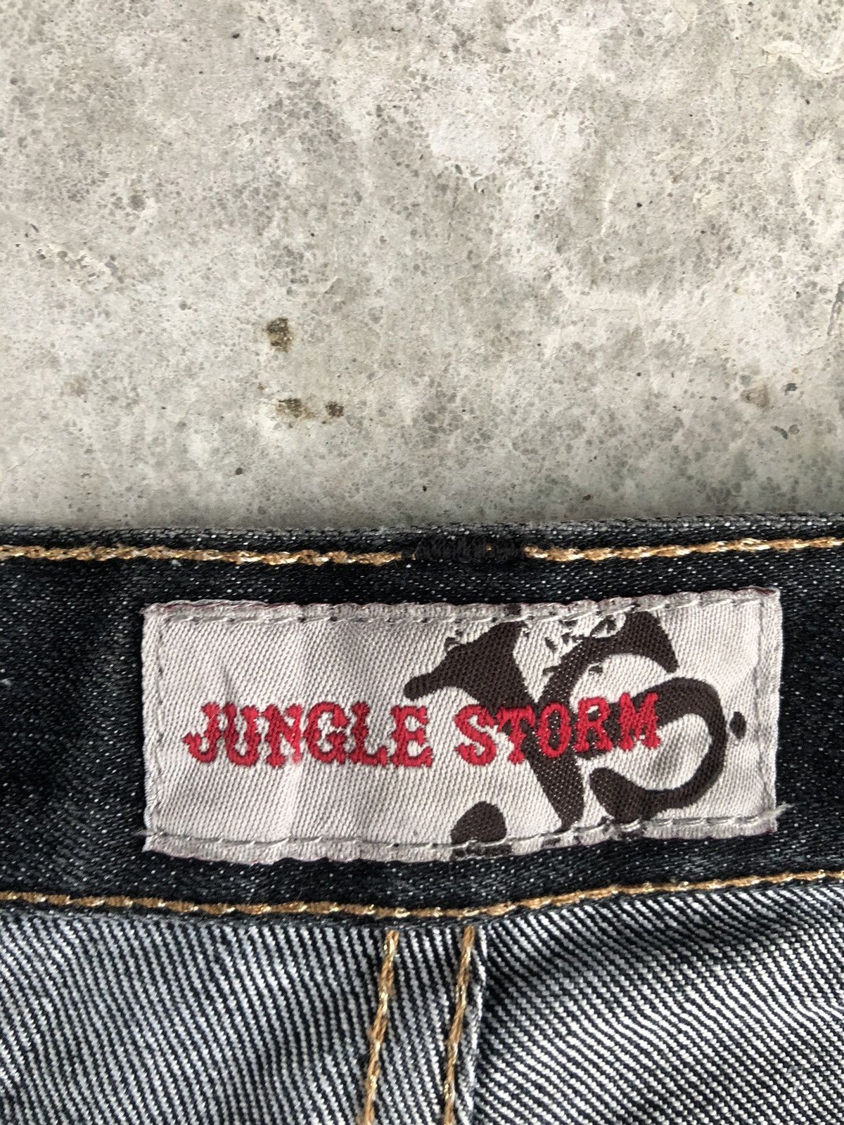Japanese Brand Japanese Jungle Storm Double Waist Distressed Jeans Size US 33 - 14 Thumbnail