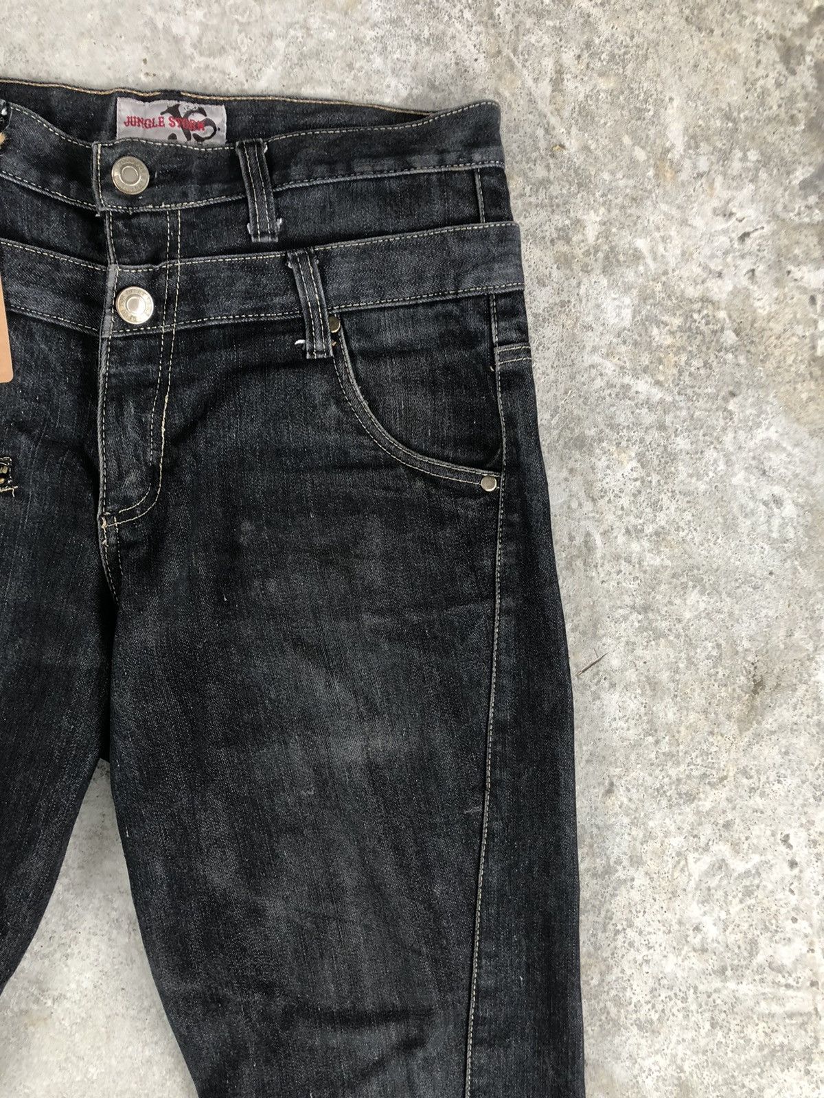 Japanese Brand Japanese Jungle Storm Double Waist Distressed Jeans Size US 33 - 5 Thumbnail