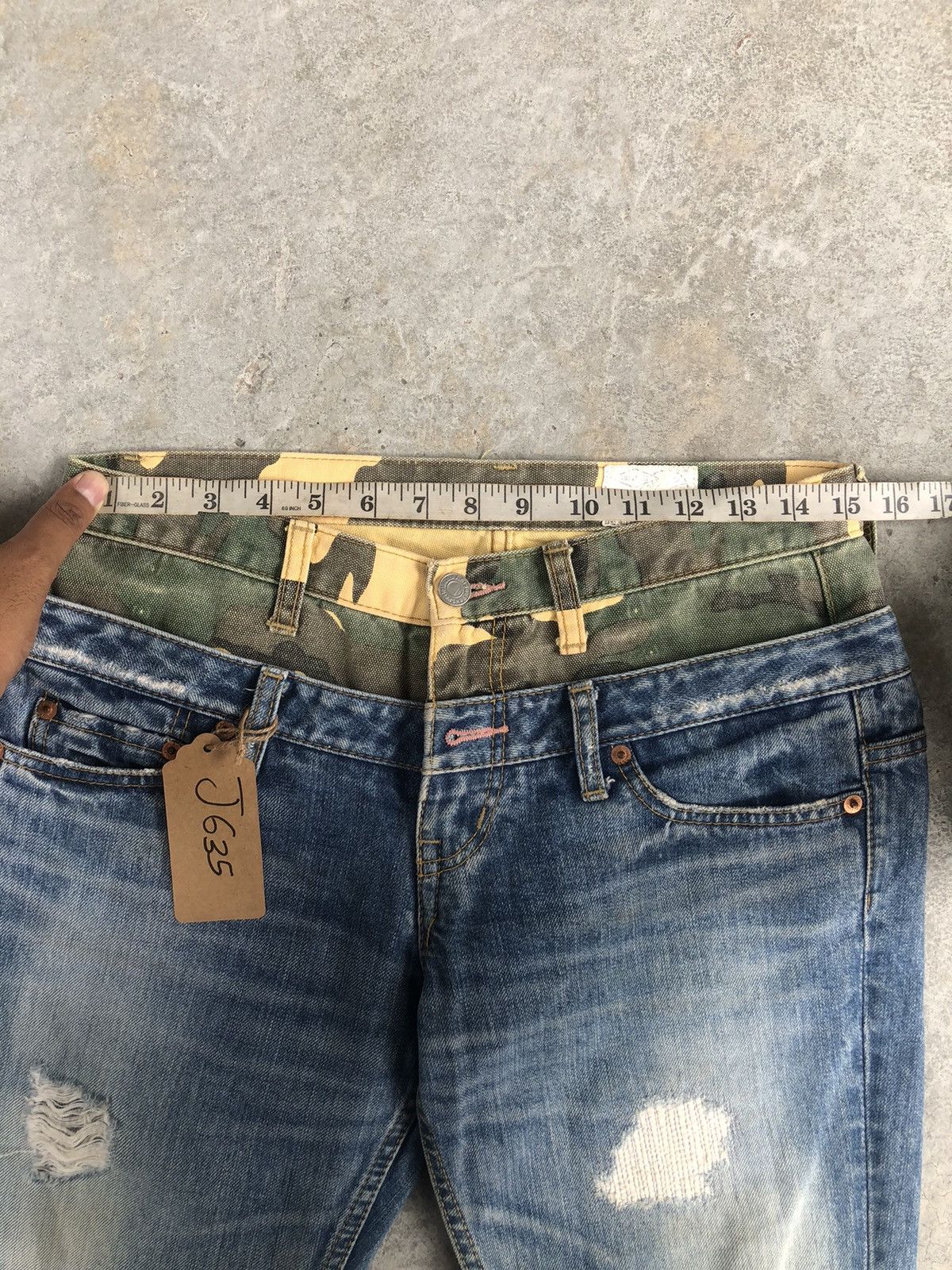 Japanese Brand Japanese Antgauge Double Waist Distressed Jeans Size US 30 / EU 46 - 17 Thumbnail