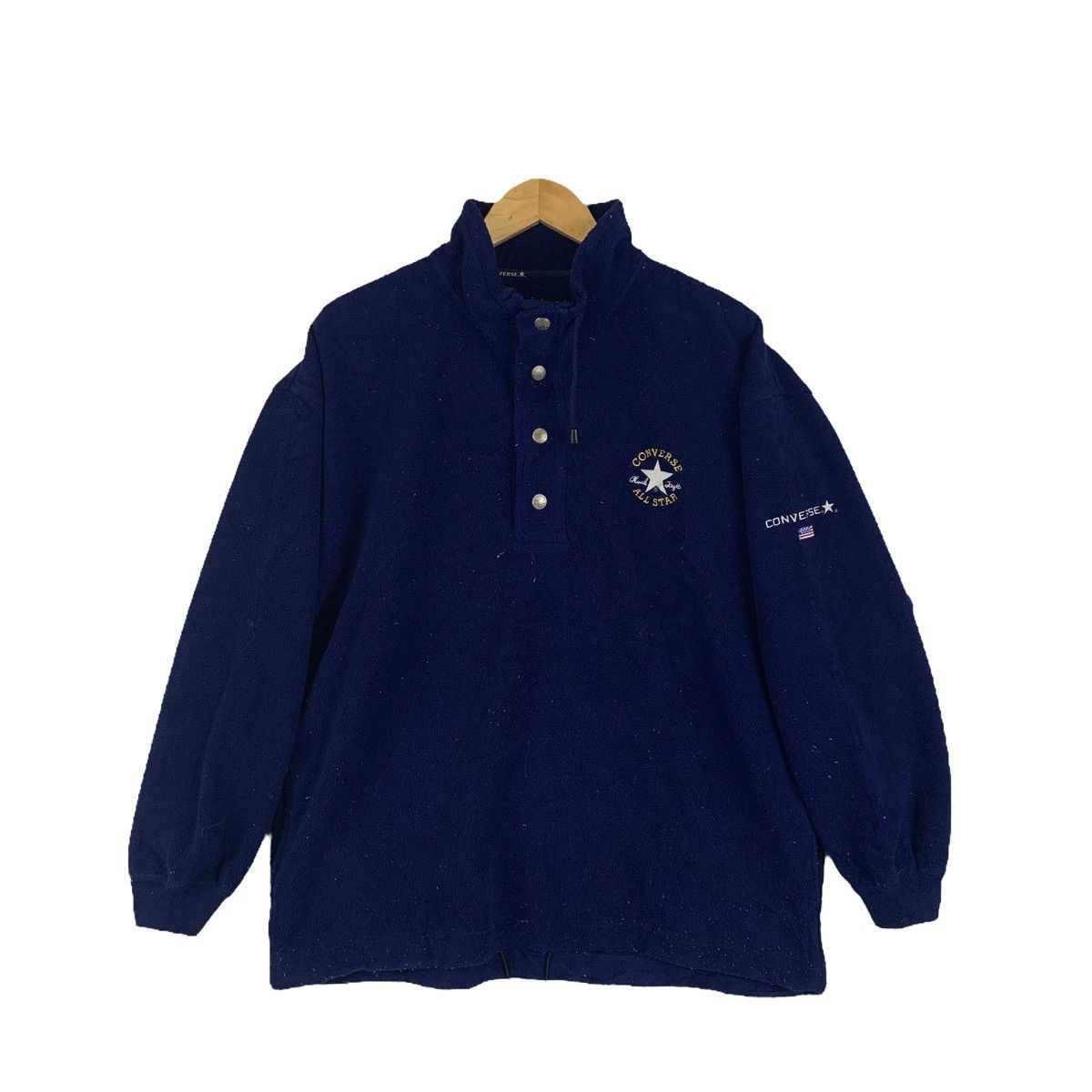 Converse × Vintage CONVERSE All Star Casual Streetwear Fleece Button Pullover Size US L / EU 52-54 / 3 - 1 Thumbnail