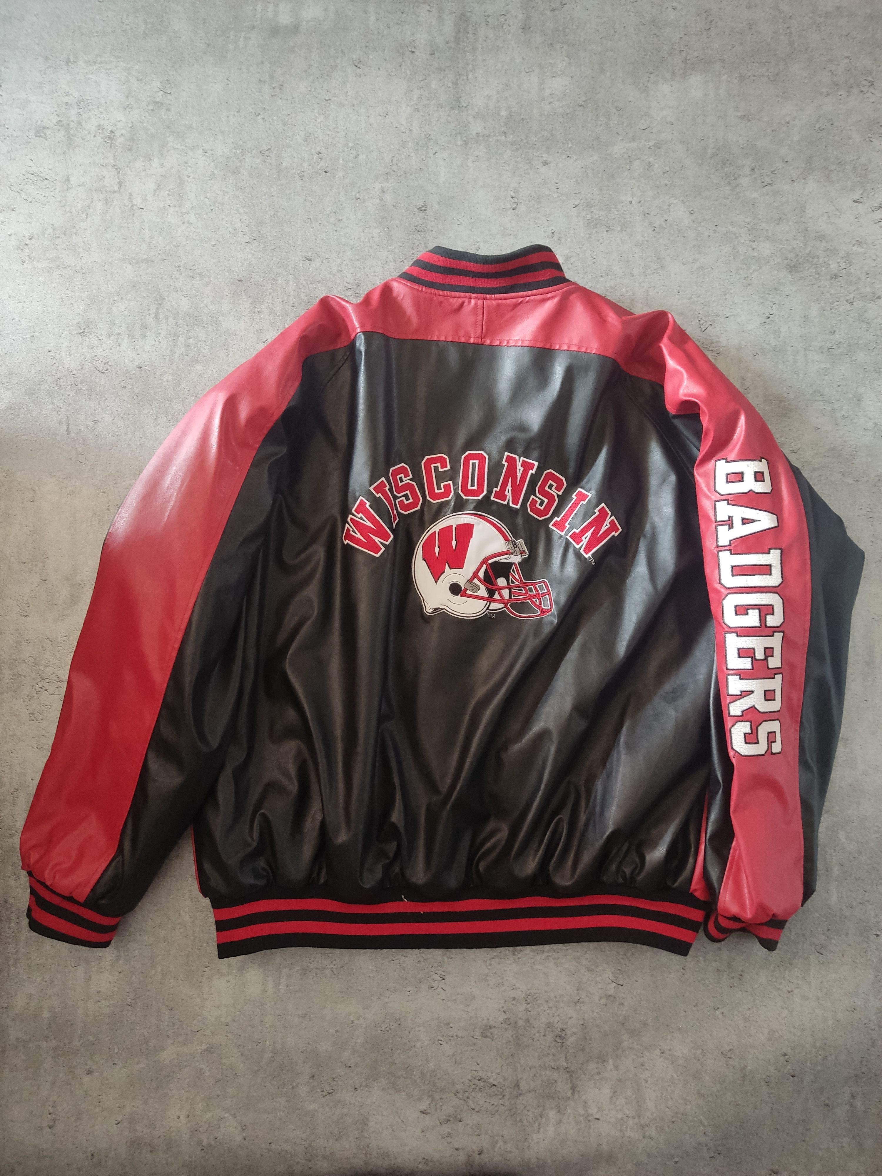 Vintage Wisconsin Badgers Leather outlet Bomber Jacket XXL