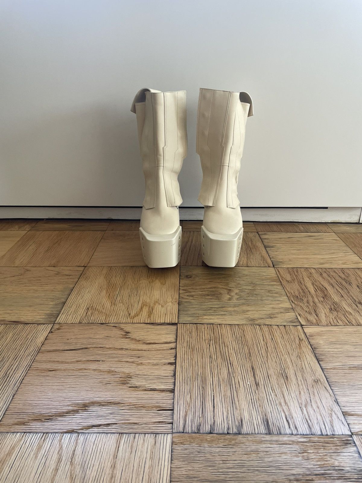 image of Rick Owens Kiss Boots in White, Men's (Size 10)