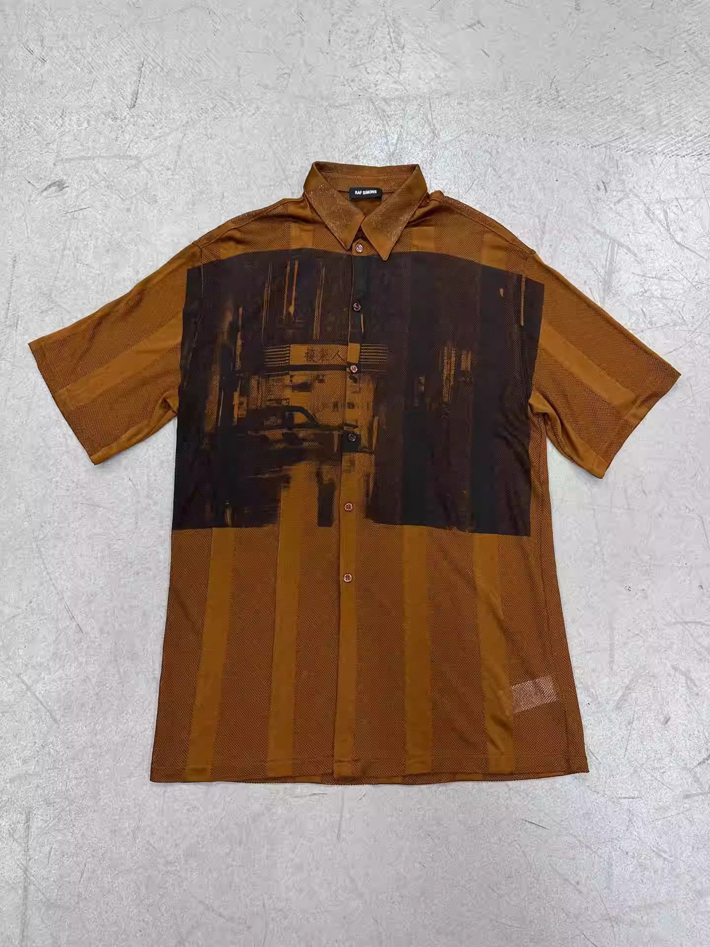 Raf simons 18ss screen printed polo short sleeve shirt