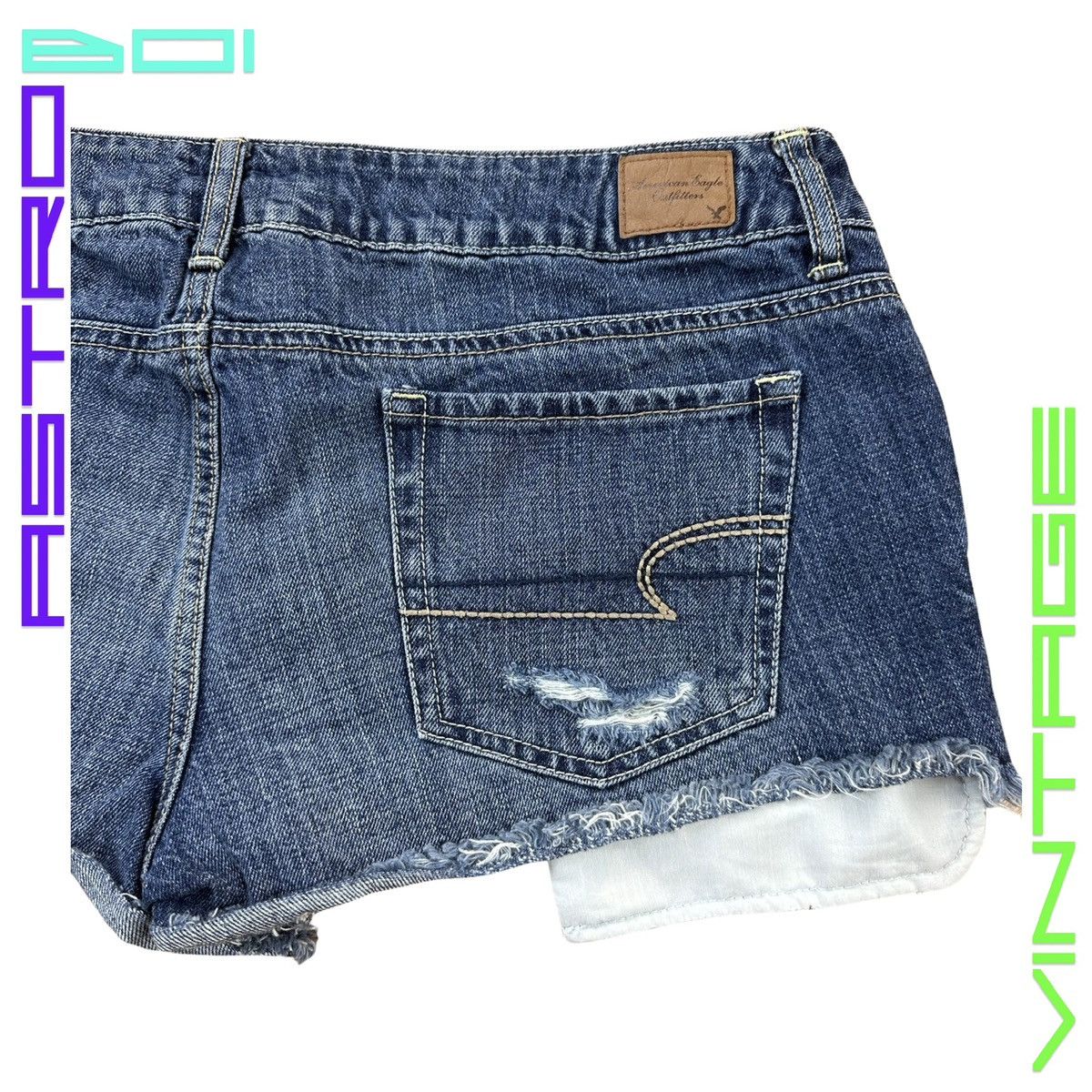 American Eagle Outfitters AMERICAN EAGLE SEQUIN BLUE DENIM MINI SHORTS_ 34" Size 34" / US 12 / IT 48 - 5 Thumbnail