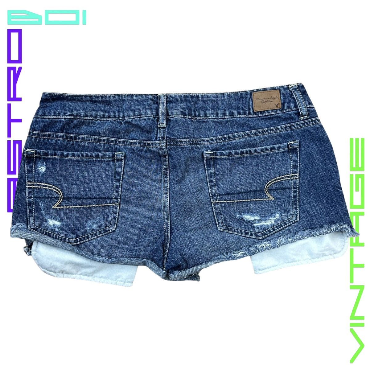 American Eagle Outfitters AMERICAN EAGLE SEQUIN BLUE DENIM MINI SHORTS_ 34" Size 34" / US 12 / IT 48 - 4 Thumbnail