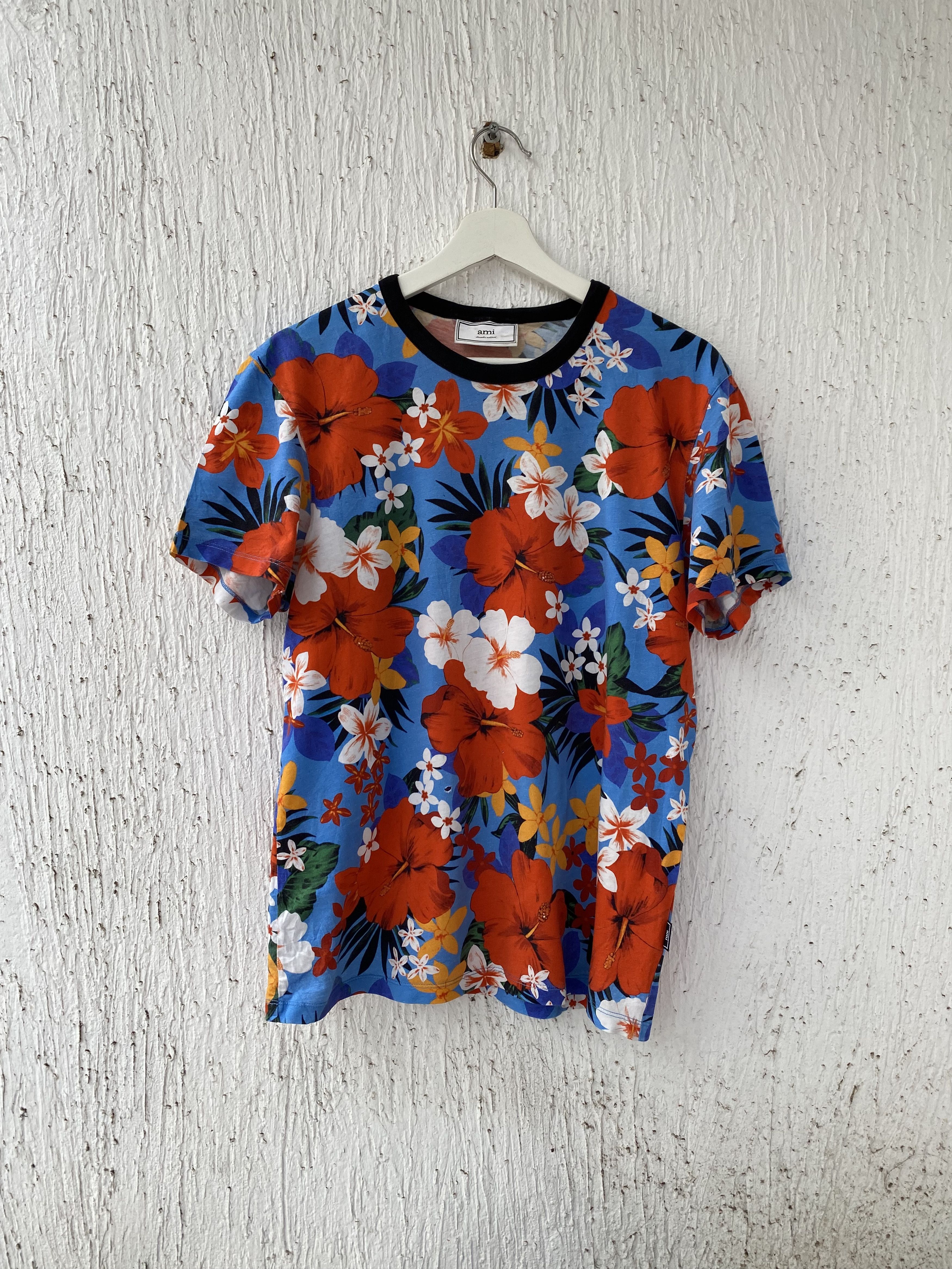 AMI FLORAL PRINT RINGER TEE Size US M / EU 48-50 / 2 - 1 Thumbnail