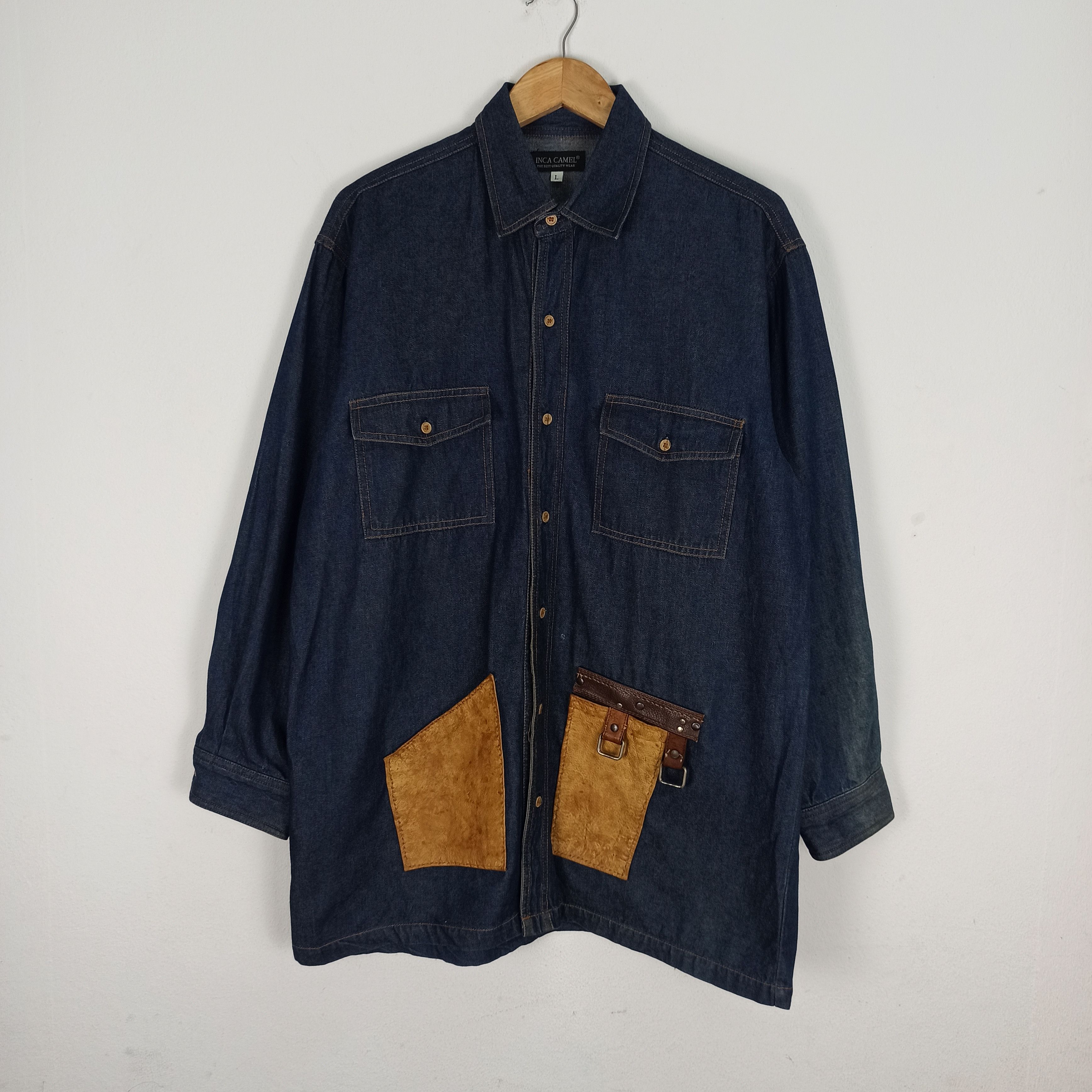 Japanese Brand Vintage INCA CAMEL Jacket Jeans Leather Pocket Size US L / EU 52-54 / 3 - 1 Thumbnail