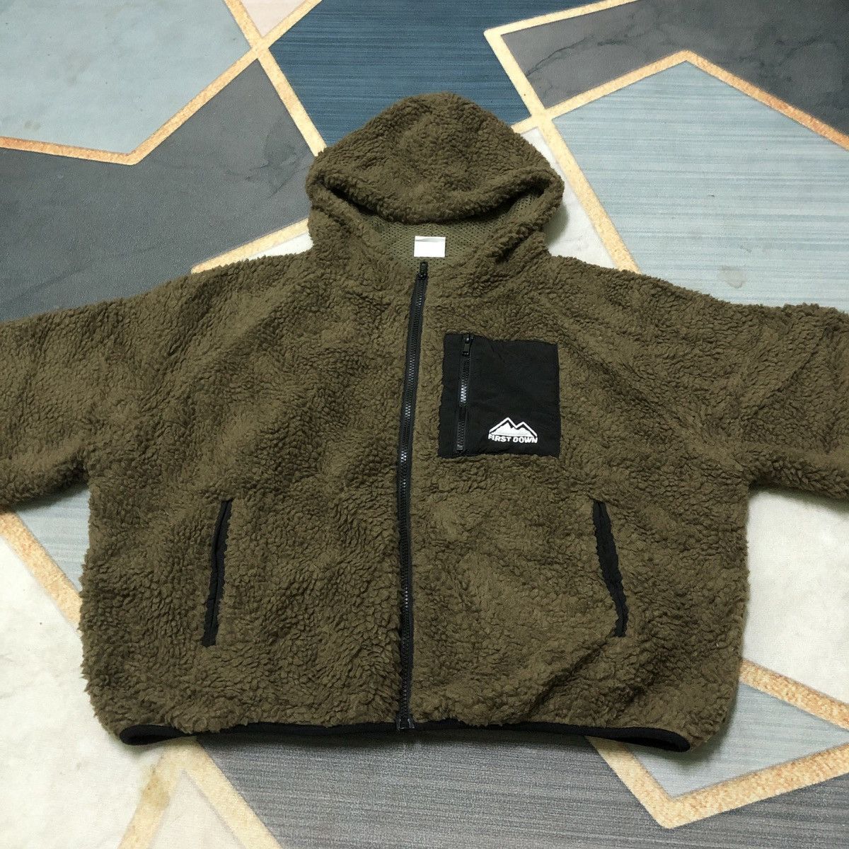 Japanese Brand First Down Deep Pile Fleece Oversized Hoodie Cropped Jacket Size US L / EU 52-54 / 3 - 4 Thumbnail