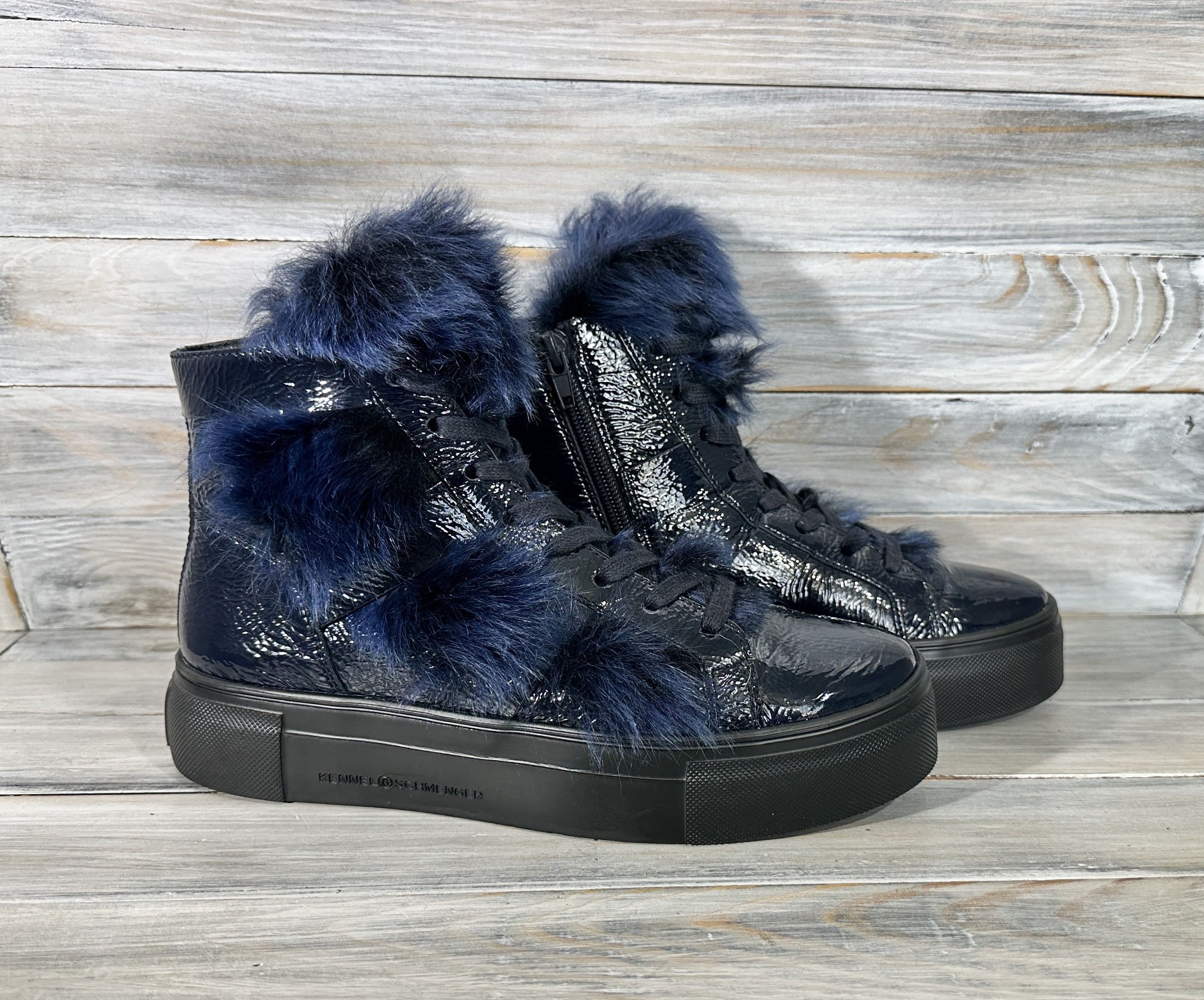 Leather Kennel & Schmenger Women's Patent Leather Shoes With Fur Size US 8 / IT 38 - 1 Thumbnail