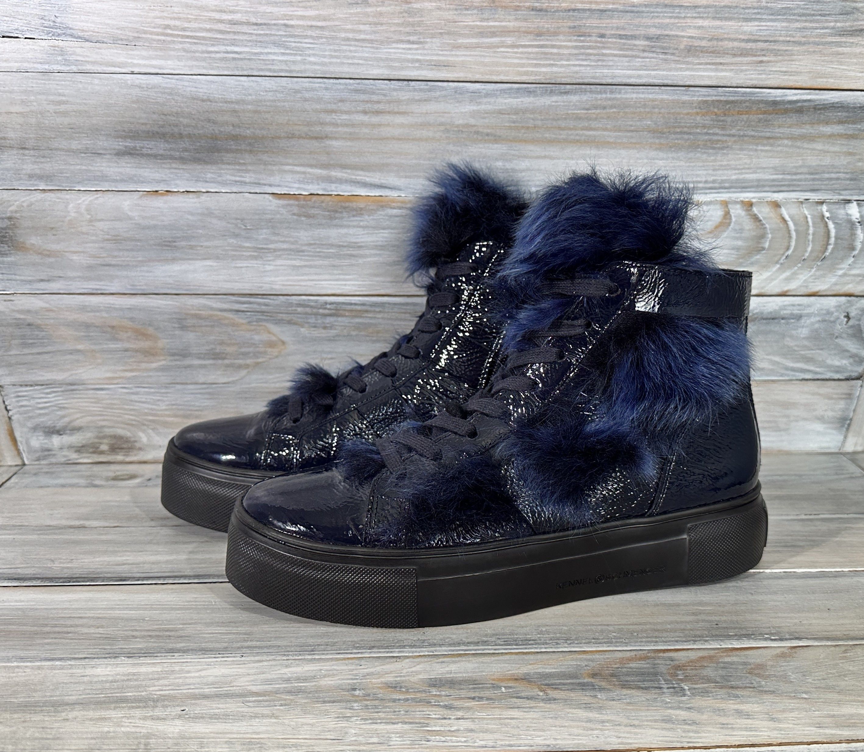 Leather Kennel & Schmenger Women's Patent Leather Shoes With Fur Size US 8 / IT 38 - 5 Thumbnail