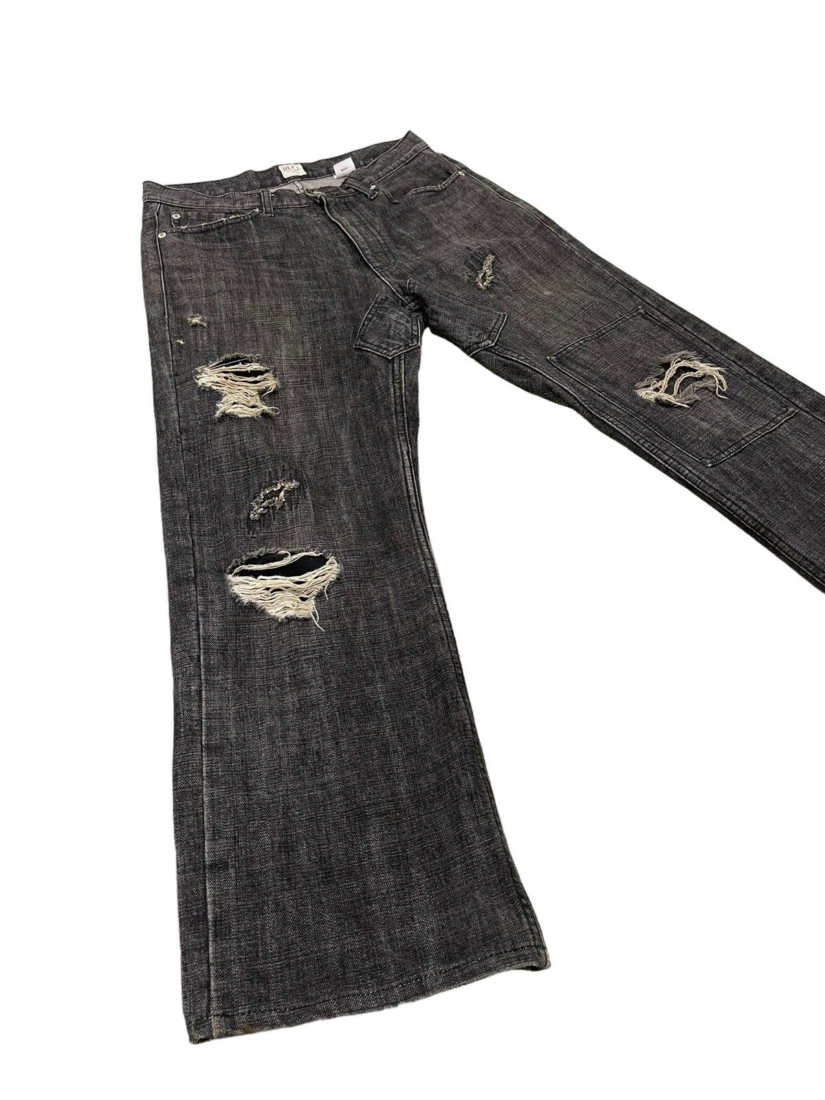 Japanese Brand Loose Jeans Dept Japan Patchwork Distress Denim 5🟦5 Size US 31 - 2 Thumbnail